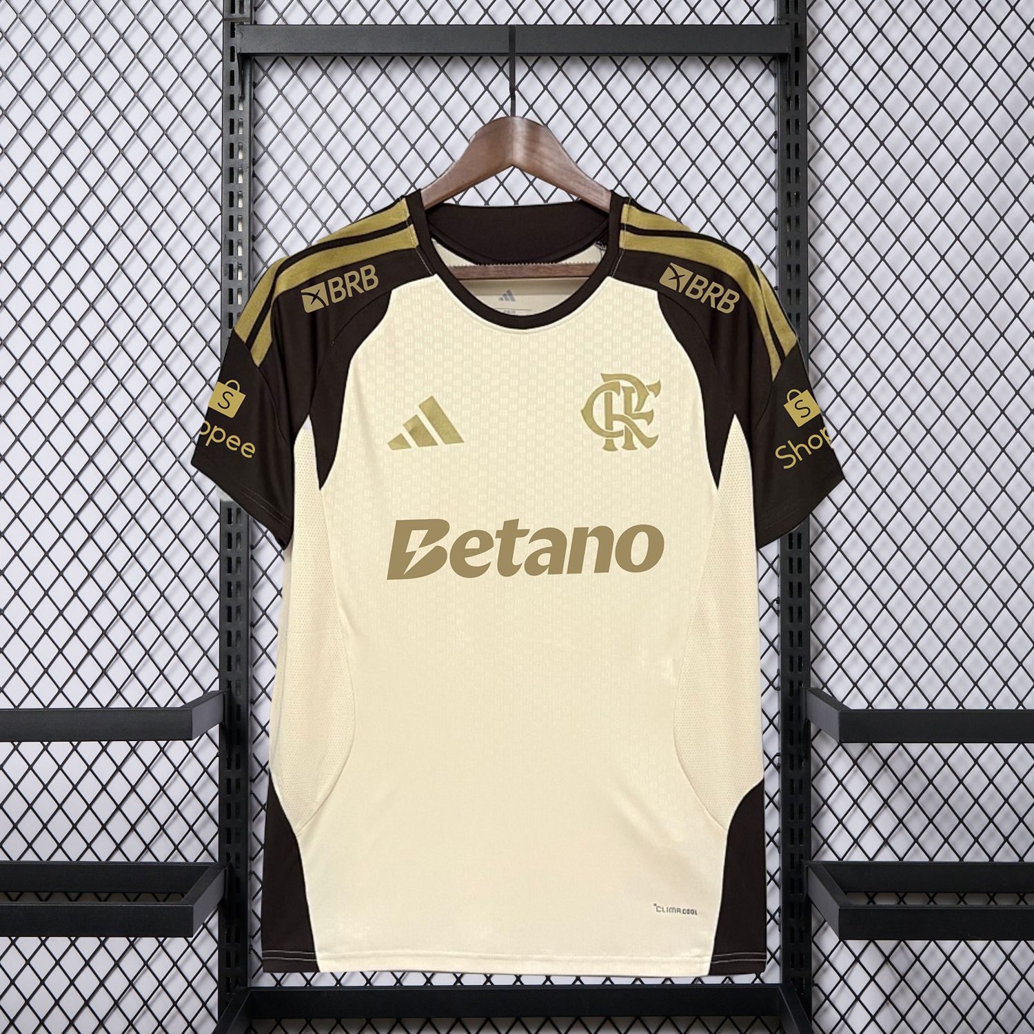 AlphaJersey-Flamengo 25-26 Cream Black Special Jersey With All Sponsors - Fans Version