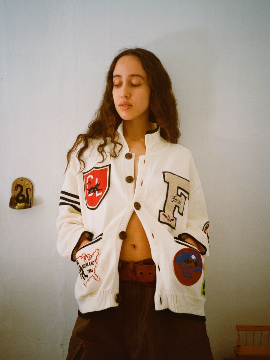York Varsity Patch Collared Cardigan | Modern Menswear by yycbvcnbmmnbm