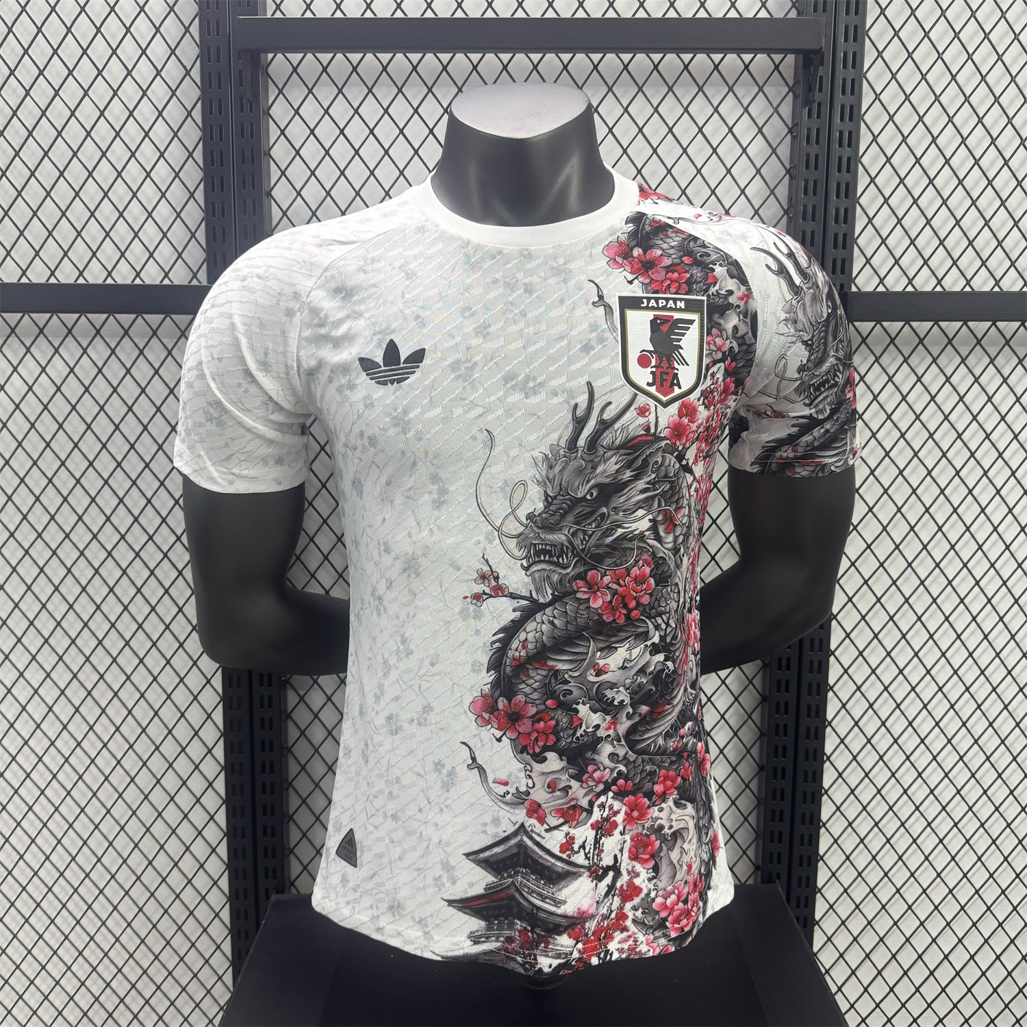 AlphaJersey-Japan 25-26 Black Dragon And Flowers White Special Jersey - Player Version