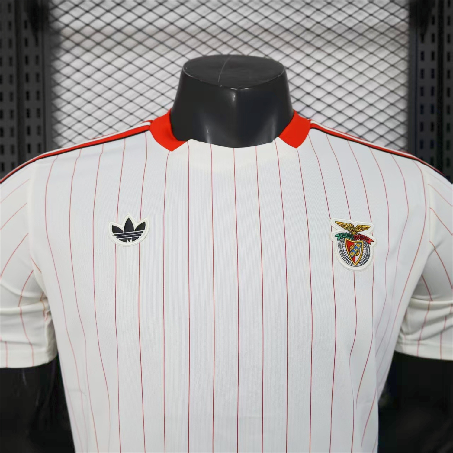 AlphaJersey-Benfica 25-26 Trefoil Red Lines White Travel Jersey - Player Version