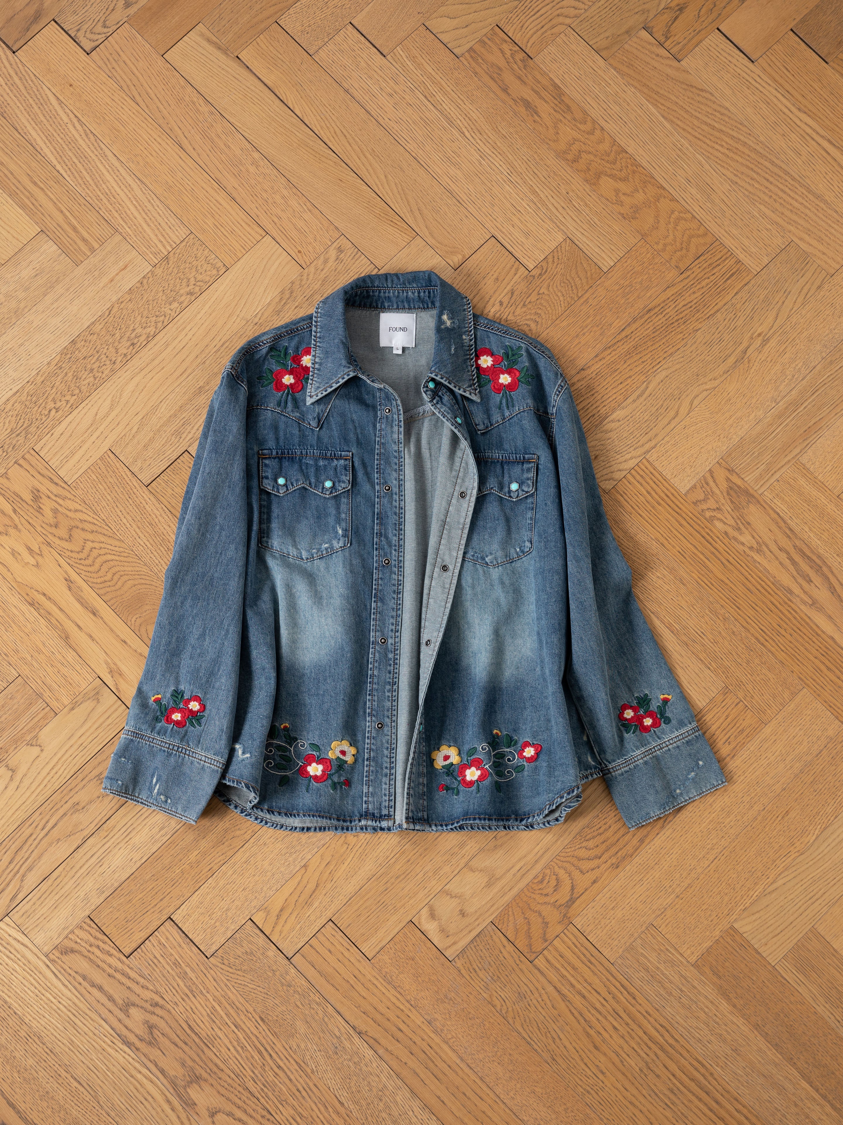 Floral Embroidered Western Denim Shirt | Modern Menswear by yycbvcnbmmnbm