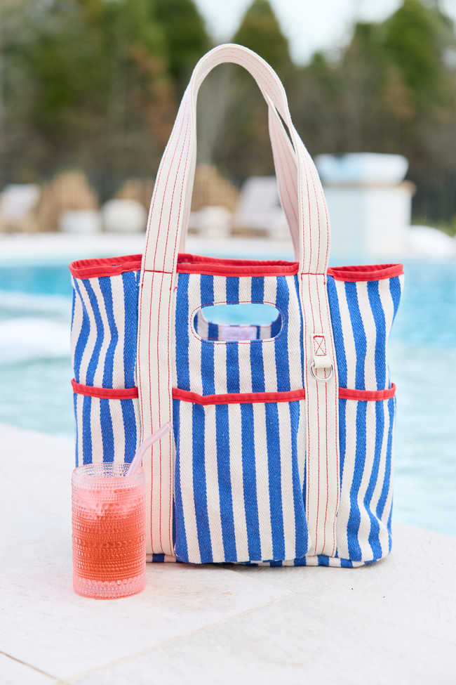 Ty Blue Varsity Stripe Tote | Elegant Women's Fashion by coolavocek