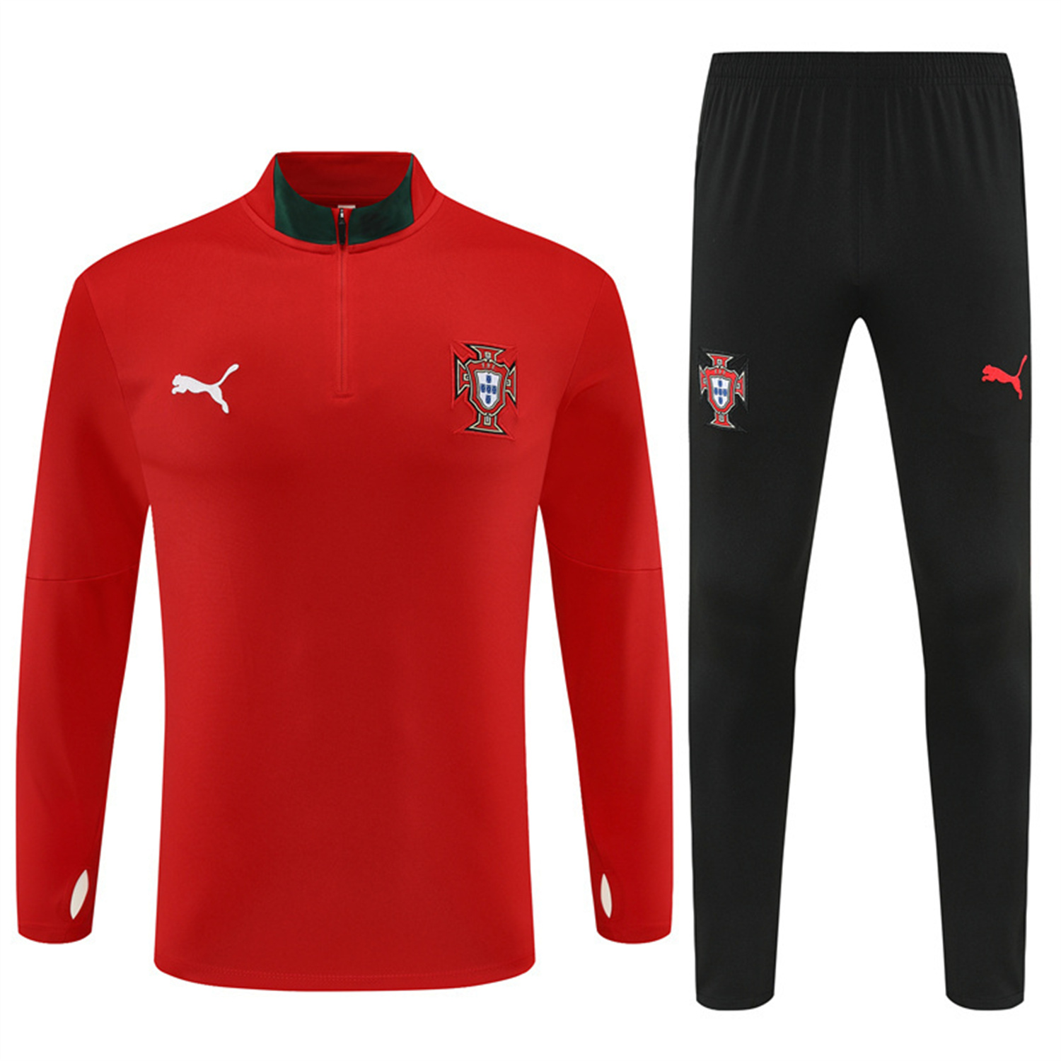AlphaJersey-Portugal 25-26 Long Sleeve Training Set - Red Top & Black Pants