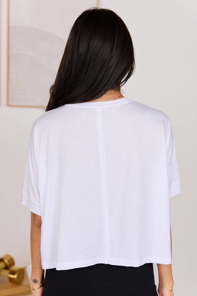 Darcy Short Sleeve Crop White Tee SALE | Elegant Women's Fashion by coolavocek
