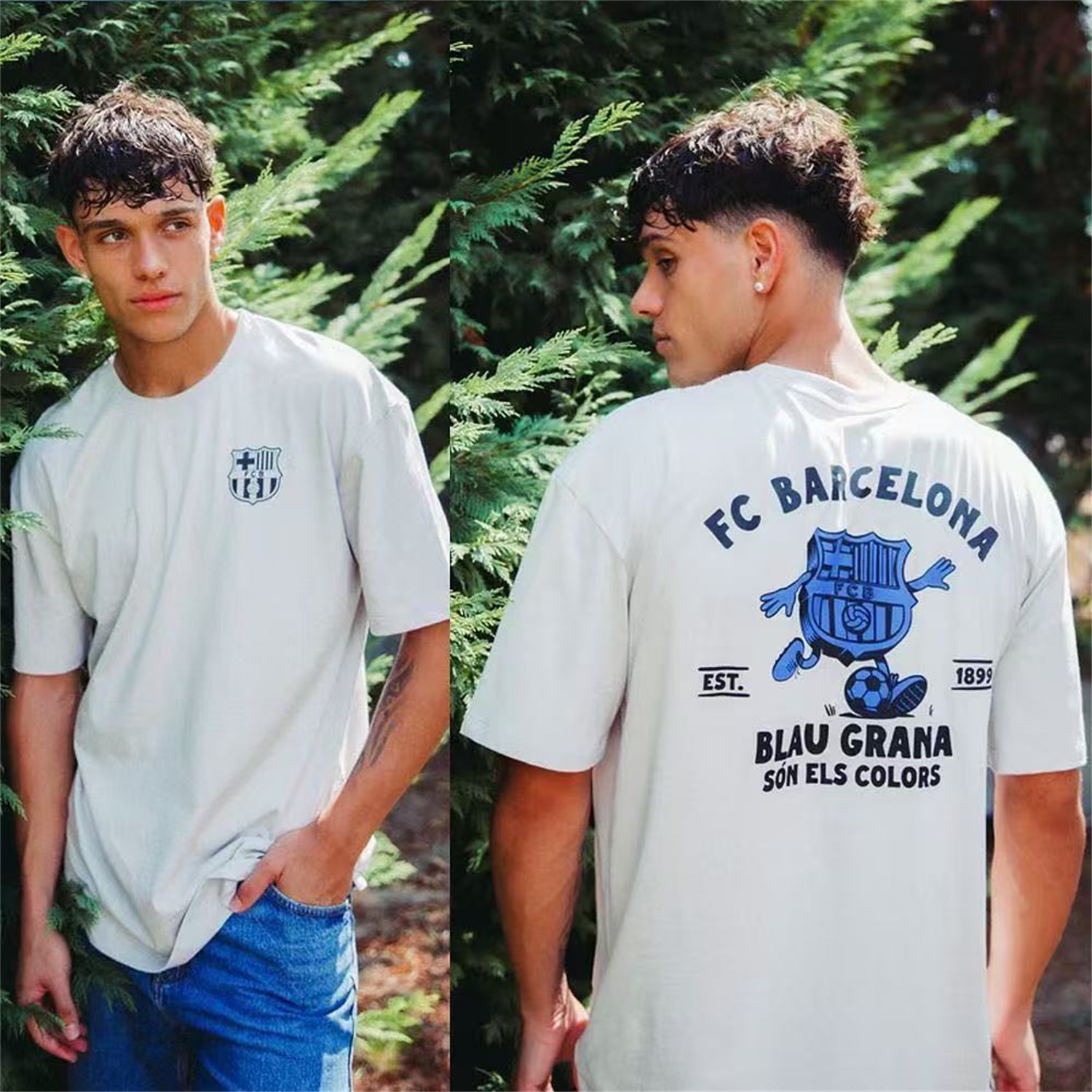 AlphaJersey-Barcelona Fun Crest Design Dynamic And Modern Features T-shirt【White】