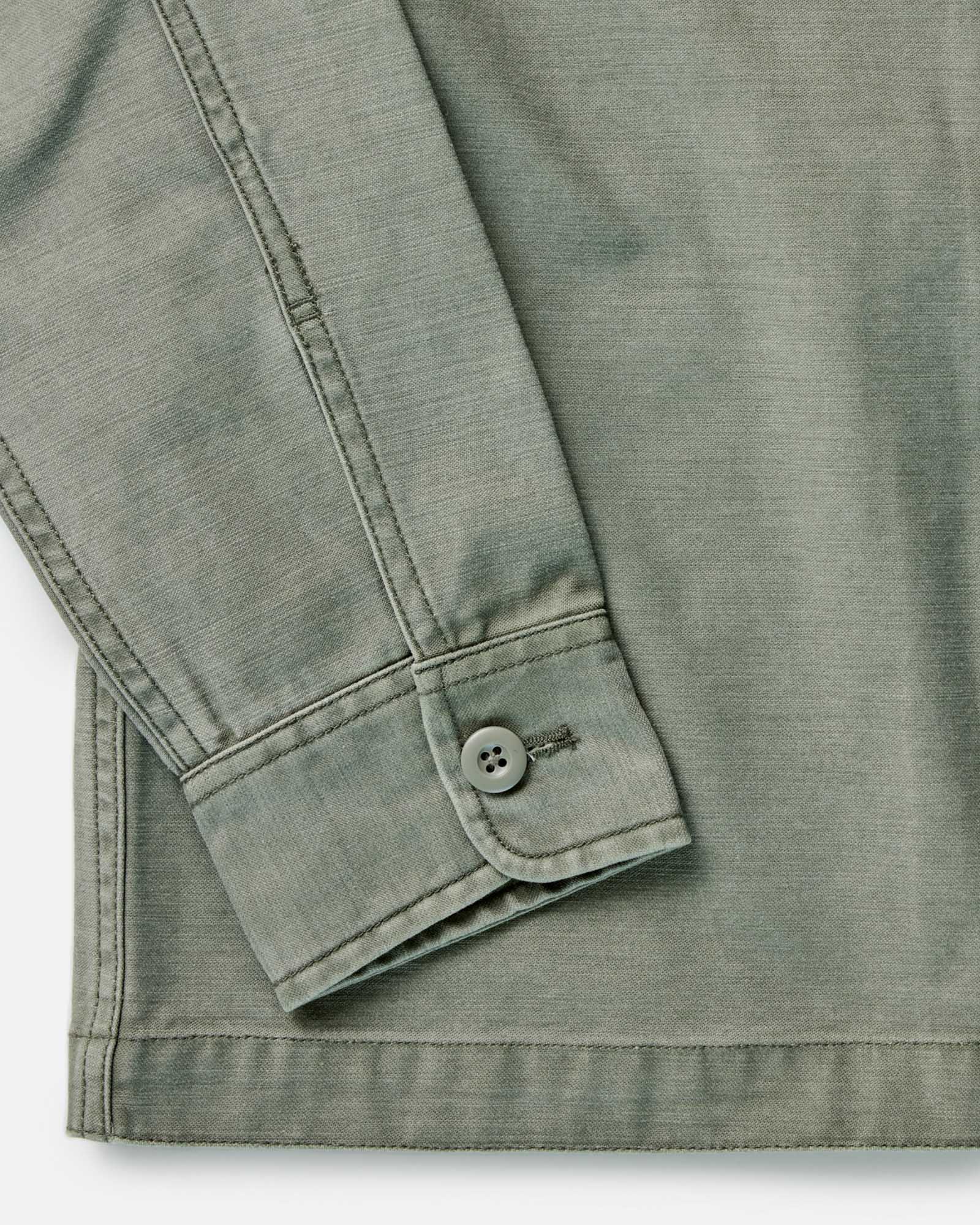 The Surplus Shirt in Field Olive Reverse Sateen | Modern Menswear by yycbvcnbmmnbm