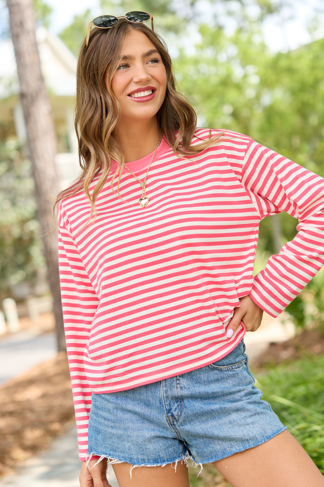 Nylah Red Striped Long Sleeve Crewneck Top SALE | Elegant Women's Fashion by coolavocek