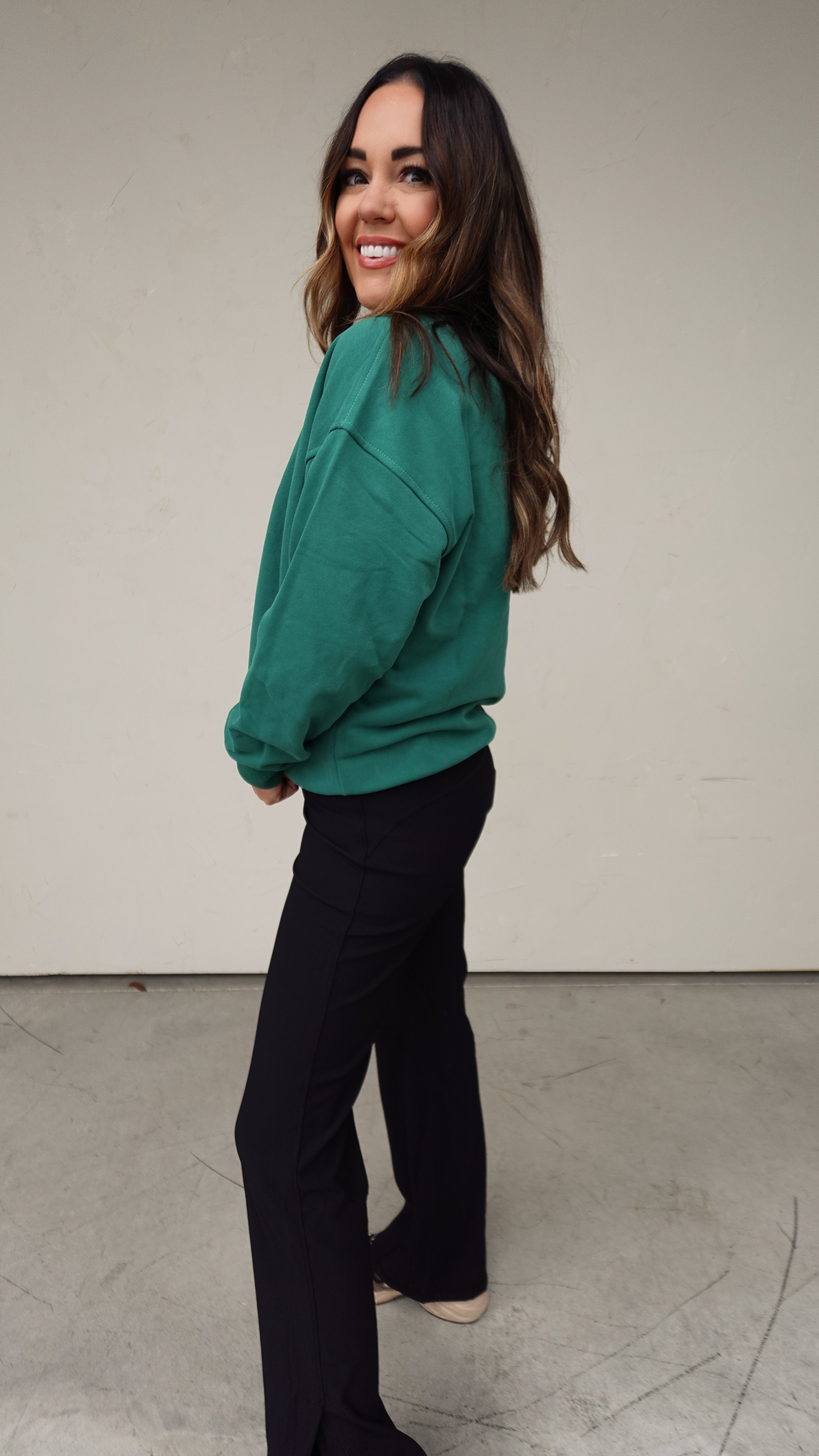 Green Embroidered Homebody Crewneck | Elegant Women's Fashion by coolavocek