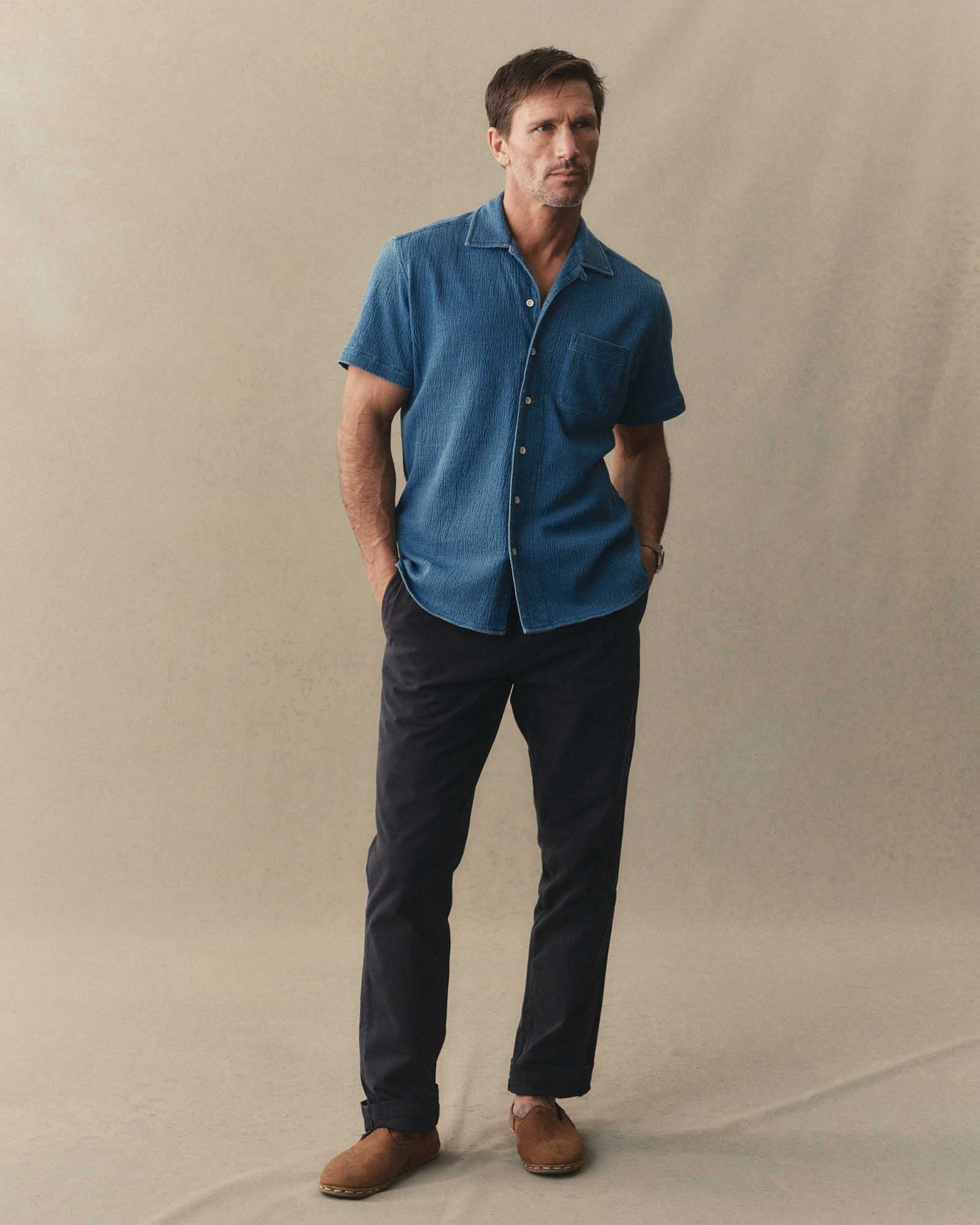 The Hawthorne Shirt in Washed Indigo Crepe | Modern Menswear by yycbvcnbmmnbm