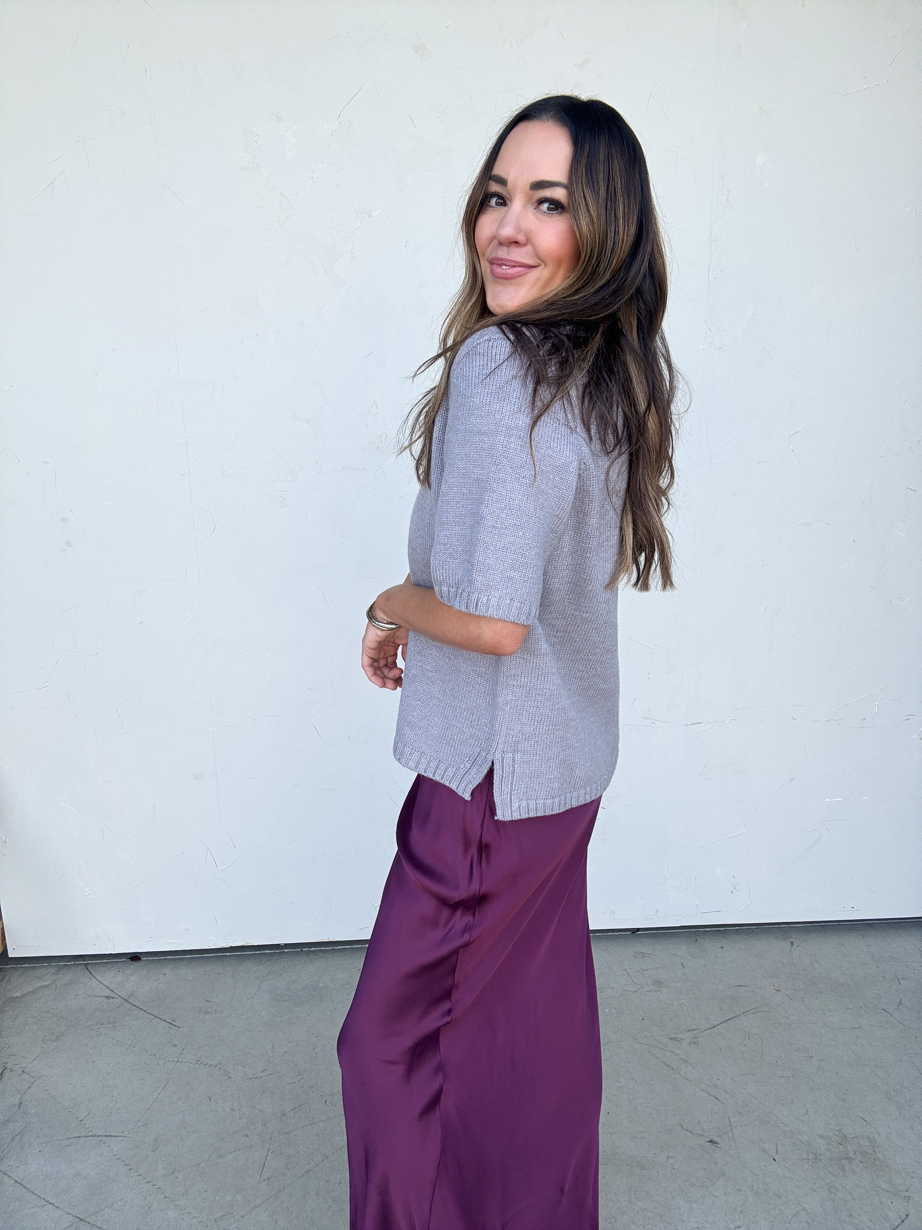 Plum Satin Maxi Skirt | Elegant Women's Fashion by coolavocek