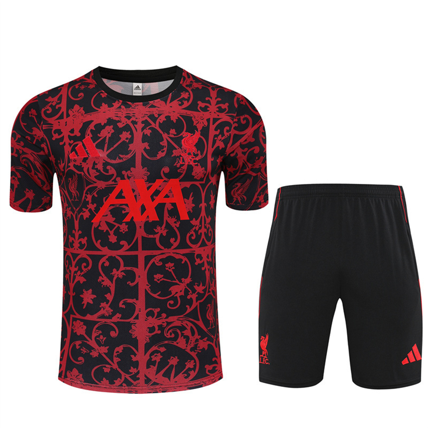 AlphaJersey-Liver.pool 25-26 Short-Sleeve Training Set - Red Camouflage Top & Black Shorts