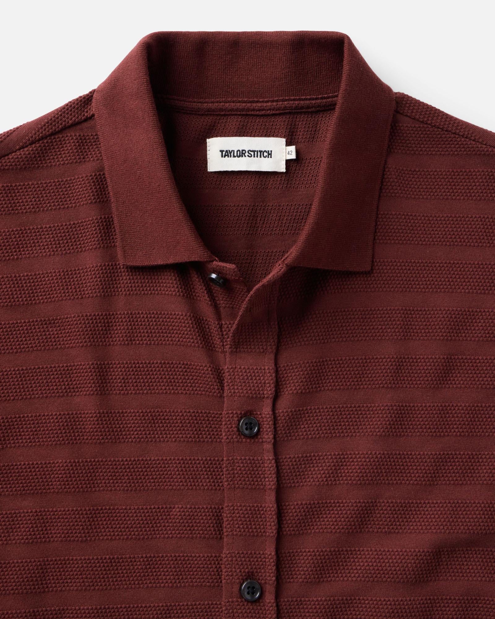 The Bywater Polo in Burgundy Knit Stripe | Modern Menswear by yycbvcnbmmnbm