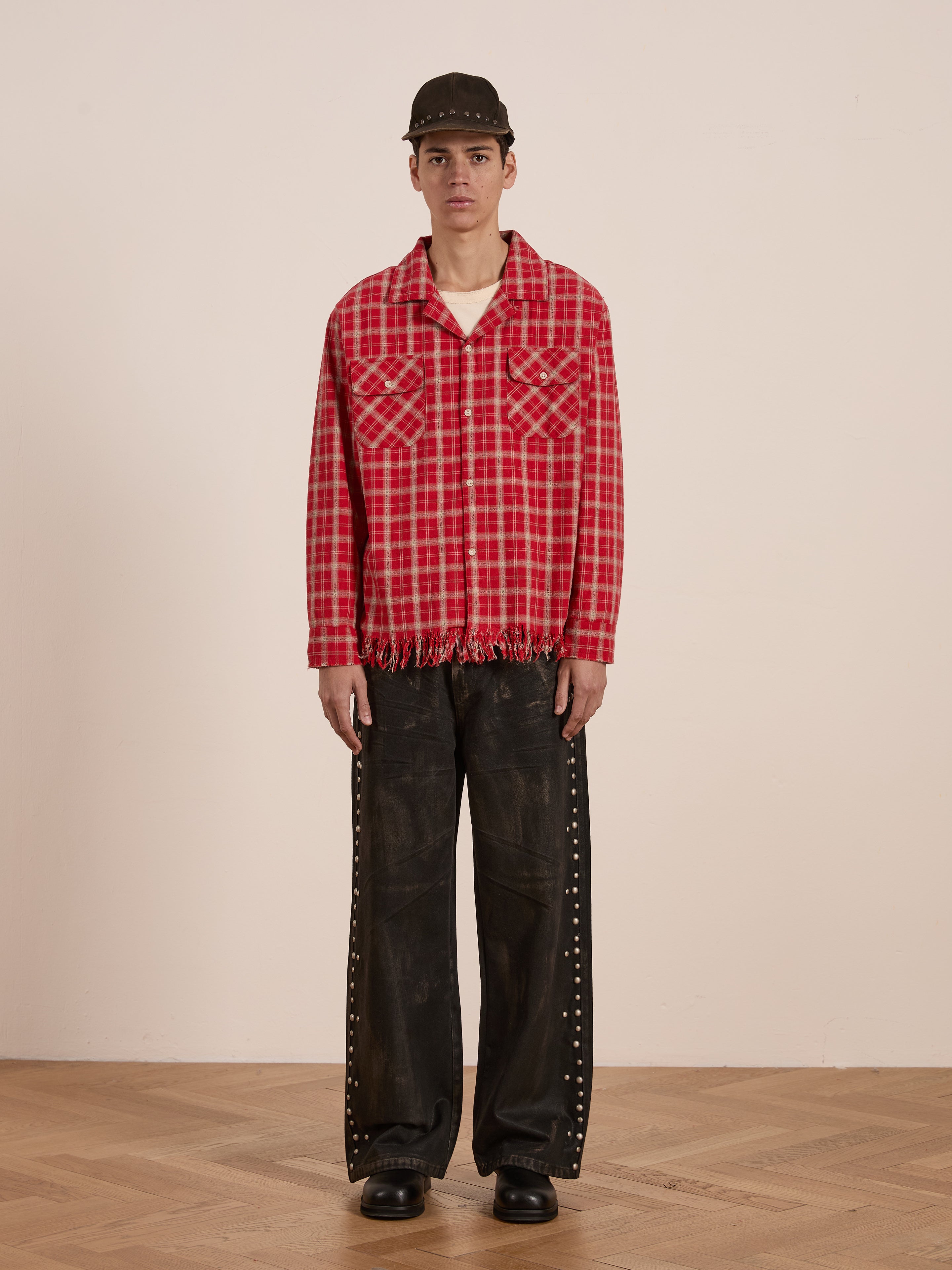 Raw Cut Fringe Plaid Camp Shirt | Modern Menswear by yycbvcnbmmnbm