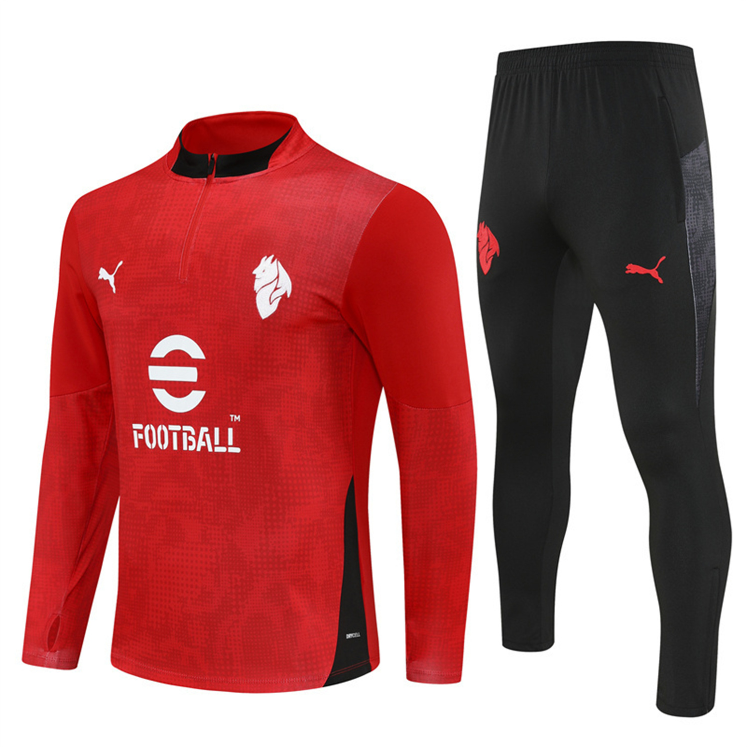 AlphaJersey-AC Milan 25-26 Long Sleeve Training Set - Red Top & Black Pants