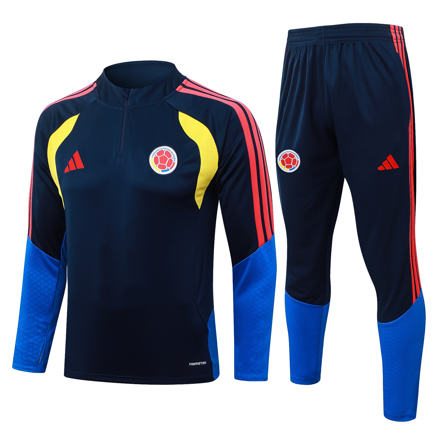 AlphaJersey-Colombia 2026 Long Sleeve Training Set - Black Top & Black Pants