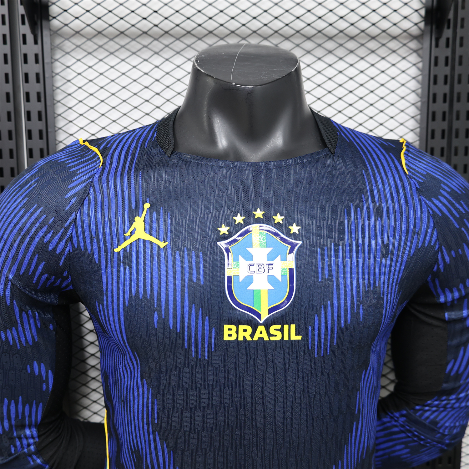 AlphaJersey-Brazil 2026 Away Blue Long Sleeves Jersey - Player Version