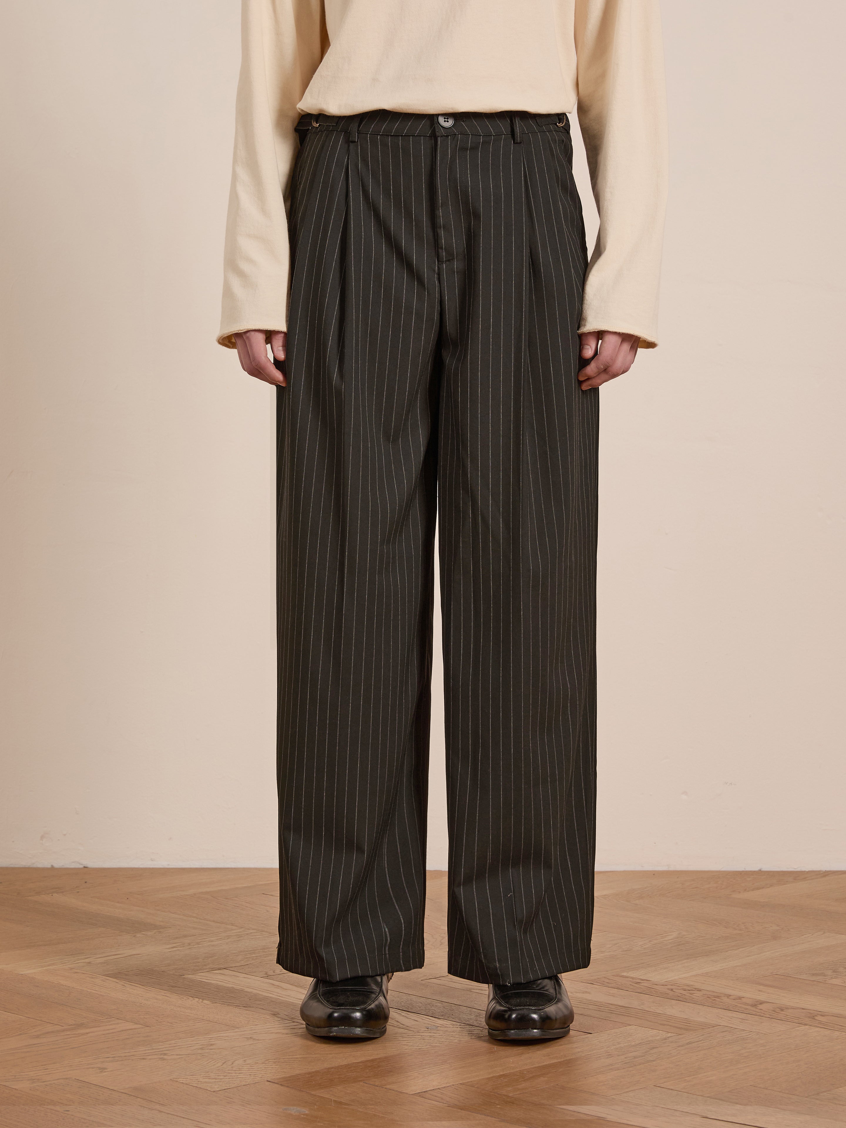 Pinstripe Pleated Trousers | Modern Menswear by yycbvcnbmmnbm