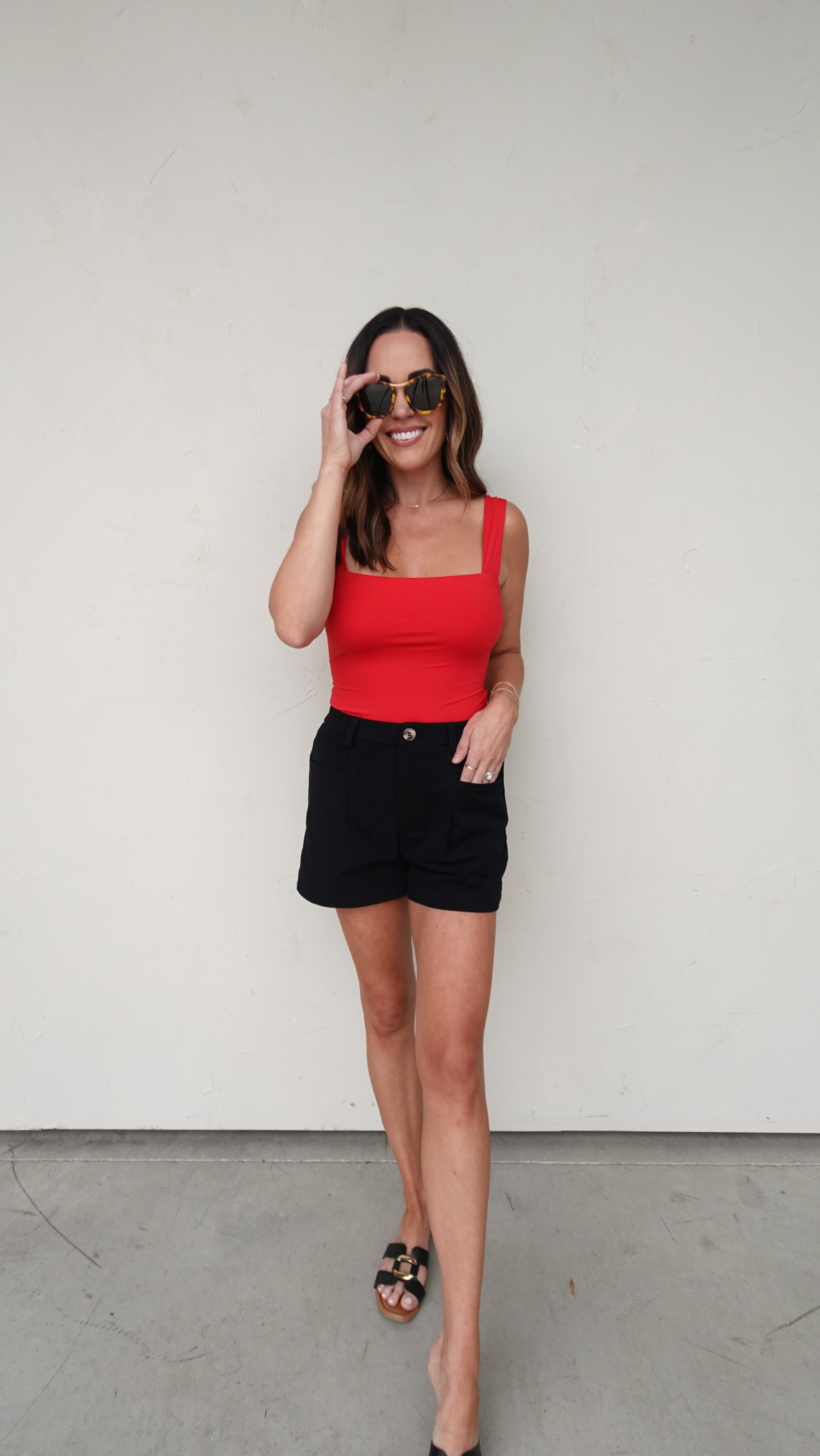 Red Square Neck Tie-Back Bodysuit | Elegant Women's Fashion by coolavocek