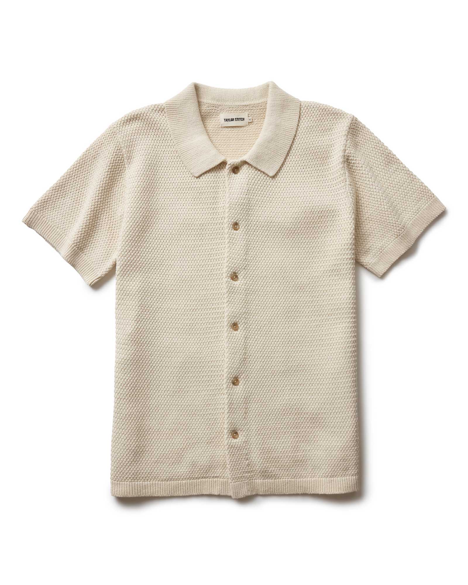 The Button Down Polo in Heather Oat Crochet | Modern Menswear by yycbvcnbmmnbm
