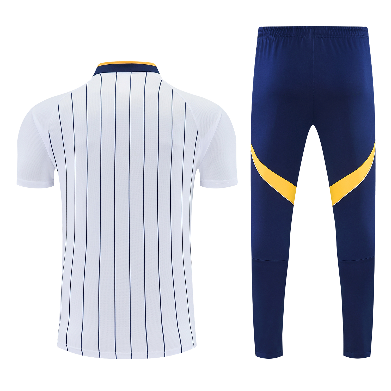 AlphaJersey-Boca Juniors 25-26 POLO Short-Sleeve Training Set - White Top and Dark Blue Pants