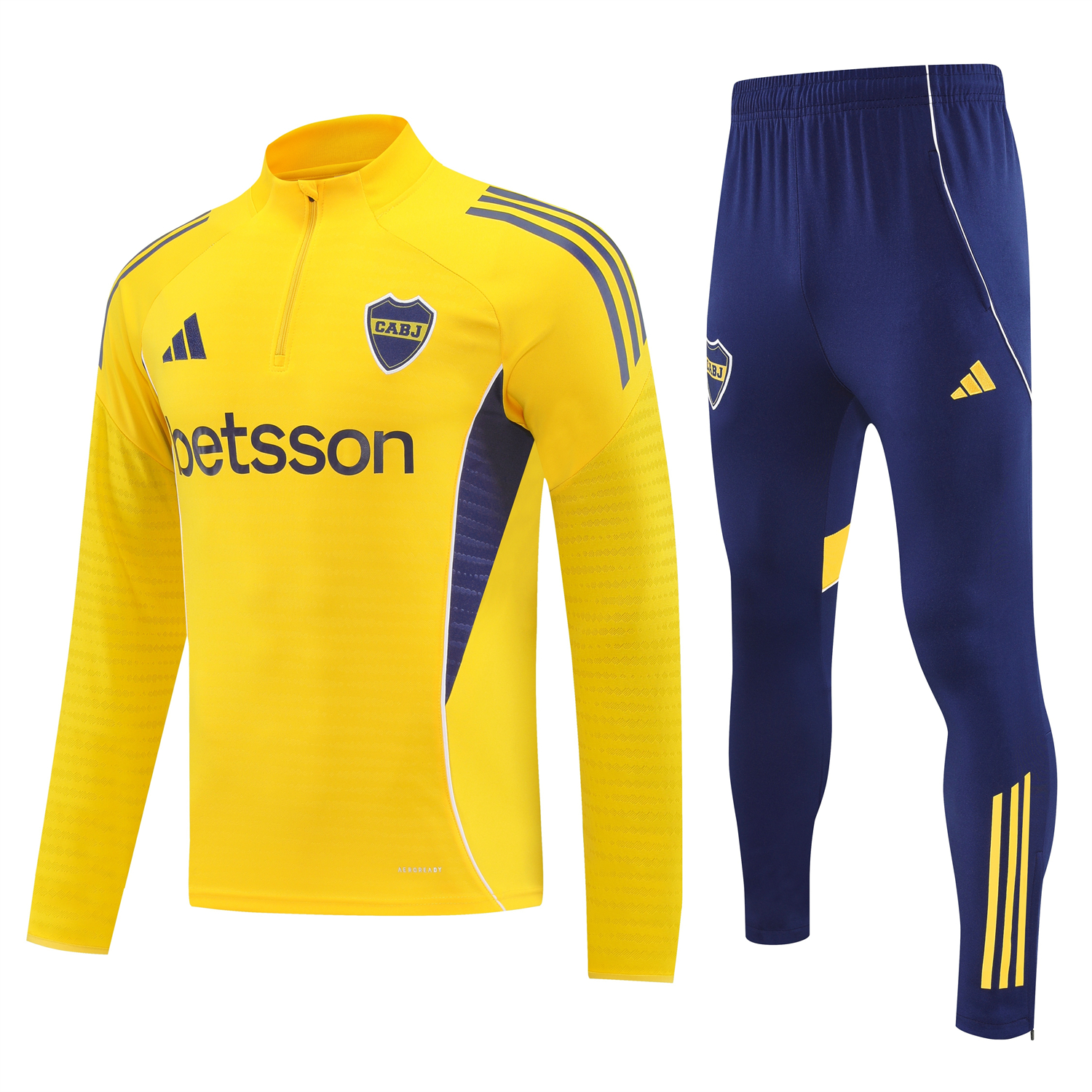 AlphaJersey-Boca Juniors 25-26 Long Sleeves Training Set - Yellow Top & Royal Blue Pants