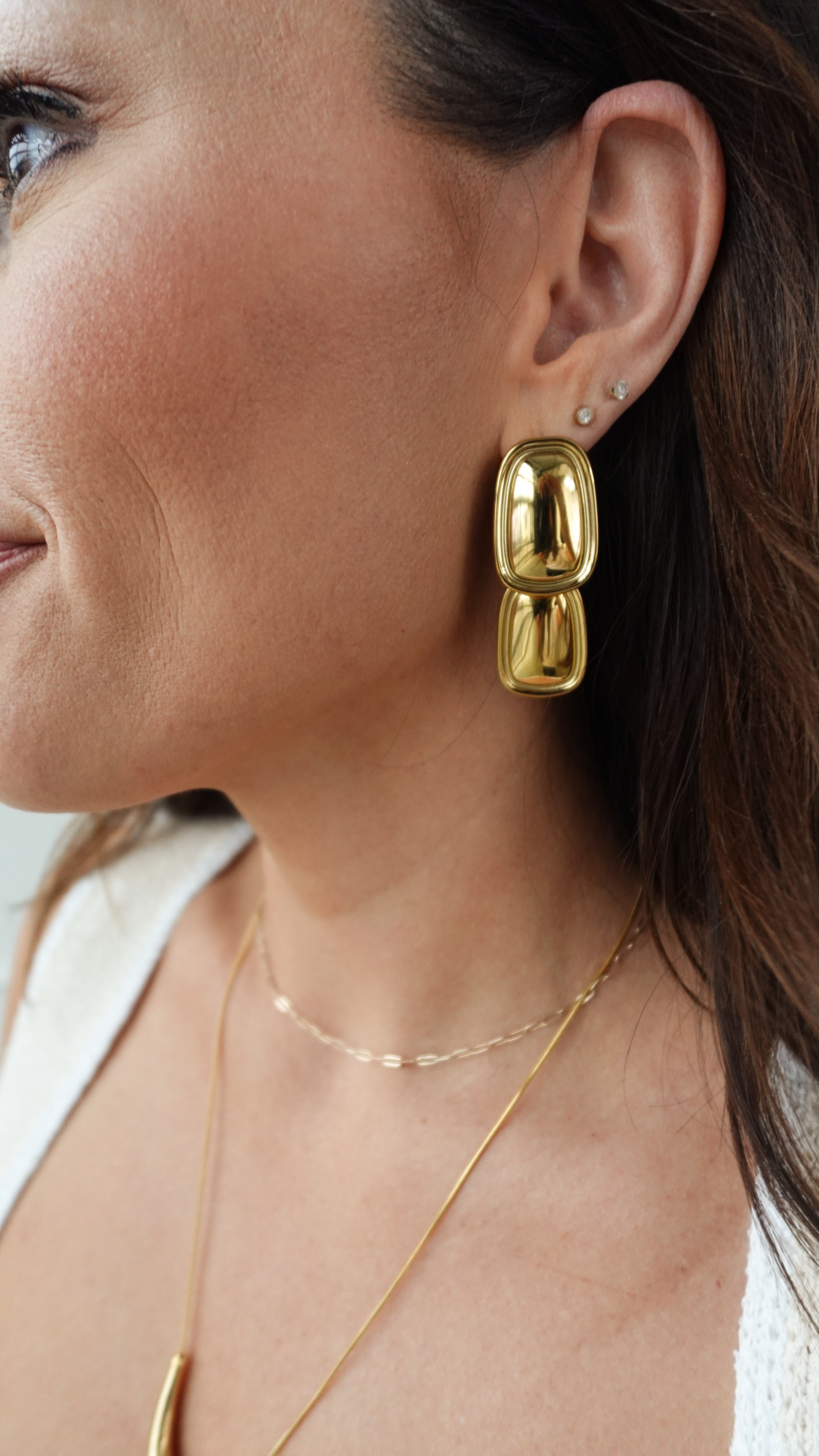 Gold Double Drop Earrings | Elegant Women's Fashion by coolavocek