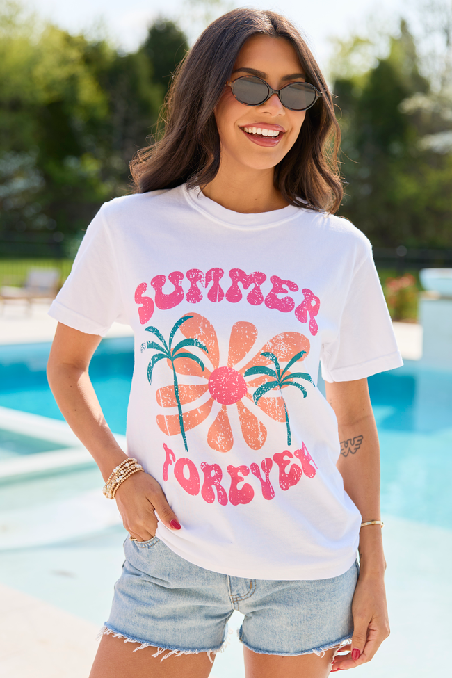 Summer Forever White Graphic Tee | Elegant Women's Fashion by coolavocek