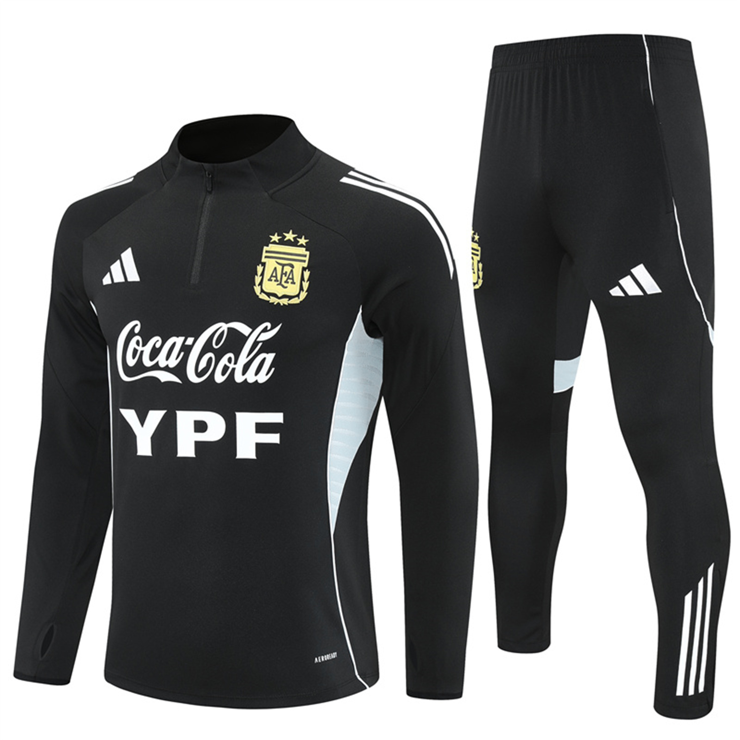 AlphaJersey-Argentina 25-26 Long Sleeves Training Set - Black Top & Black Pants