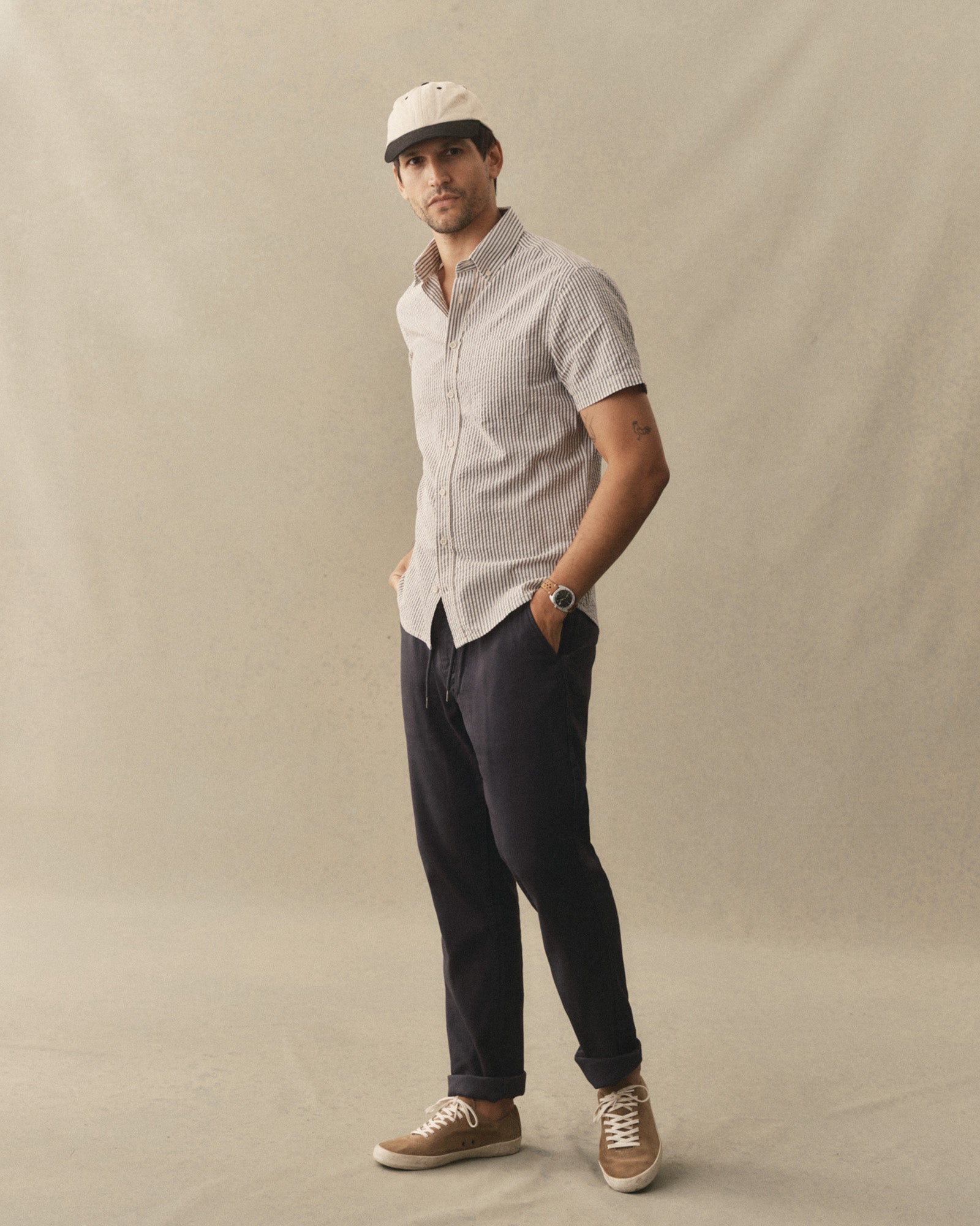 The Short Sleeve Jack in Steel Blue Stripe Seersucker | Modern Menswear by yycbvcnbmmnbm