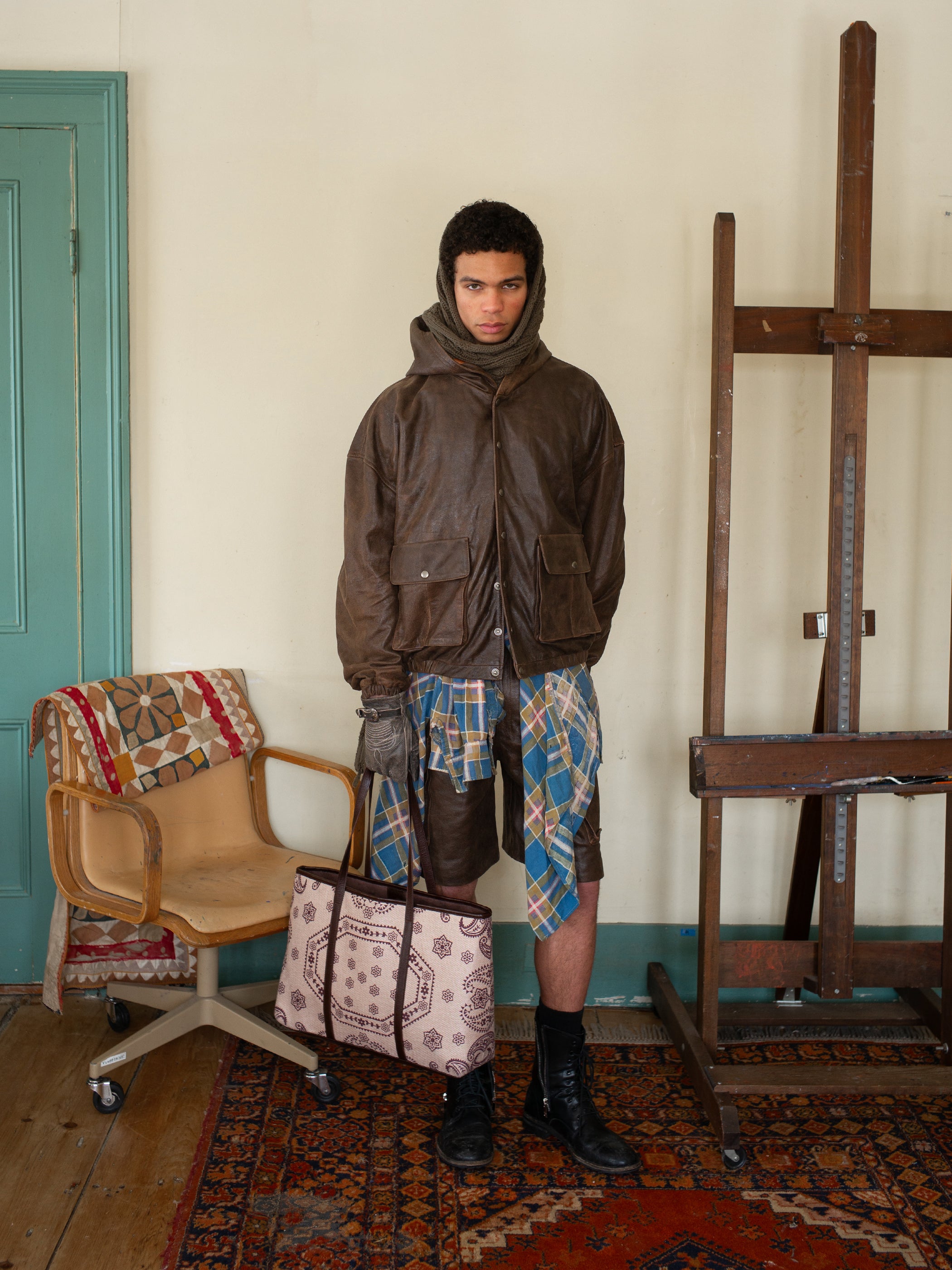 Dusk Distressed Genuine Leather Hoodie | Modern Menswear by yycbvcnbmmnbm