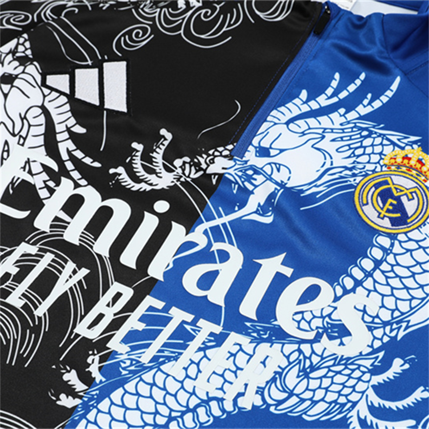 AlphaJersey-Real Madrid 25-26 Kids Long Sleeve Training Set - White Loong Black Blue Top and Black Pants