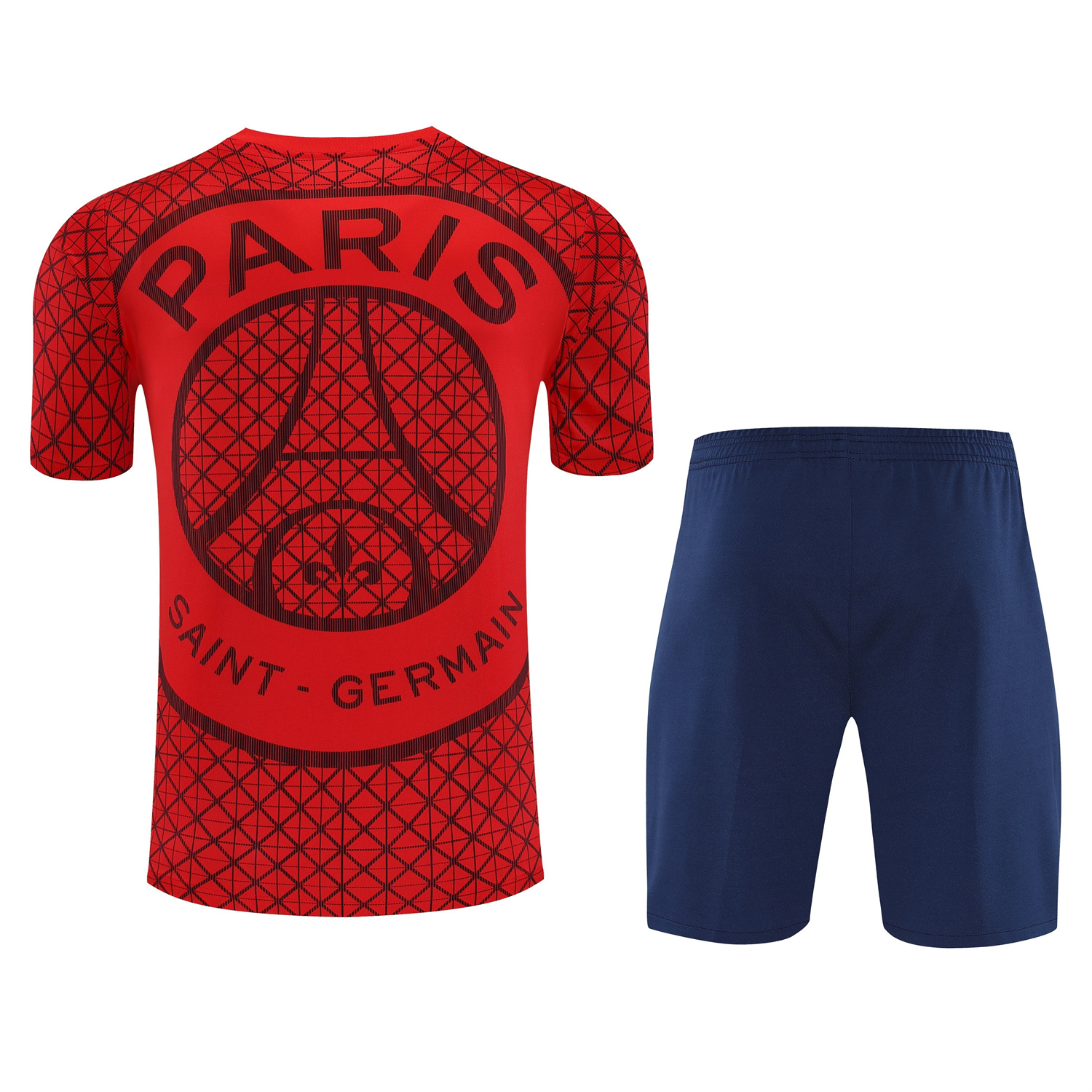 AlphaJersey-Paris Saint-Germain PSG 25-26 Short-Sleeve Training Set - Red Top & Deep Blue Shorts