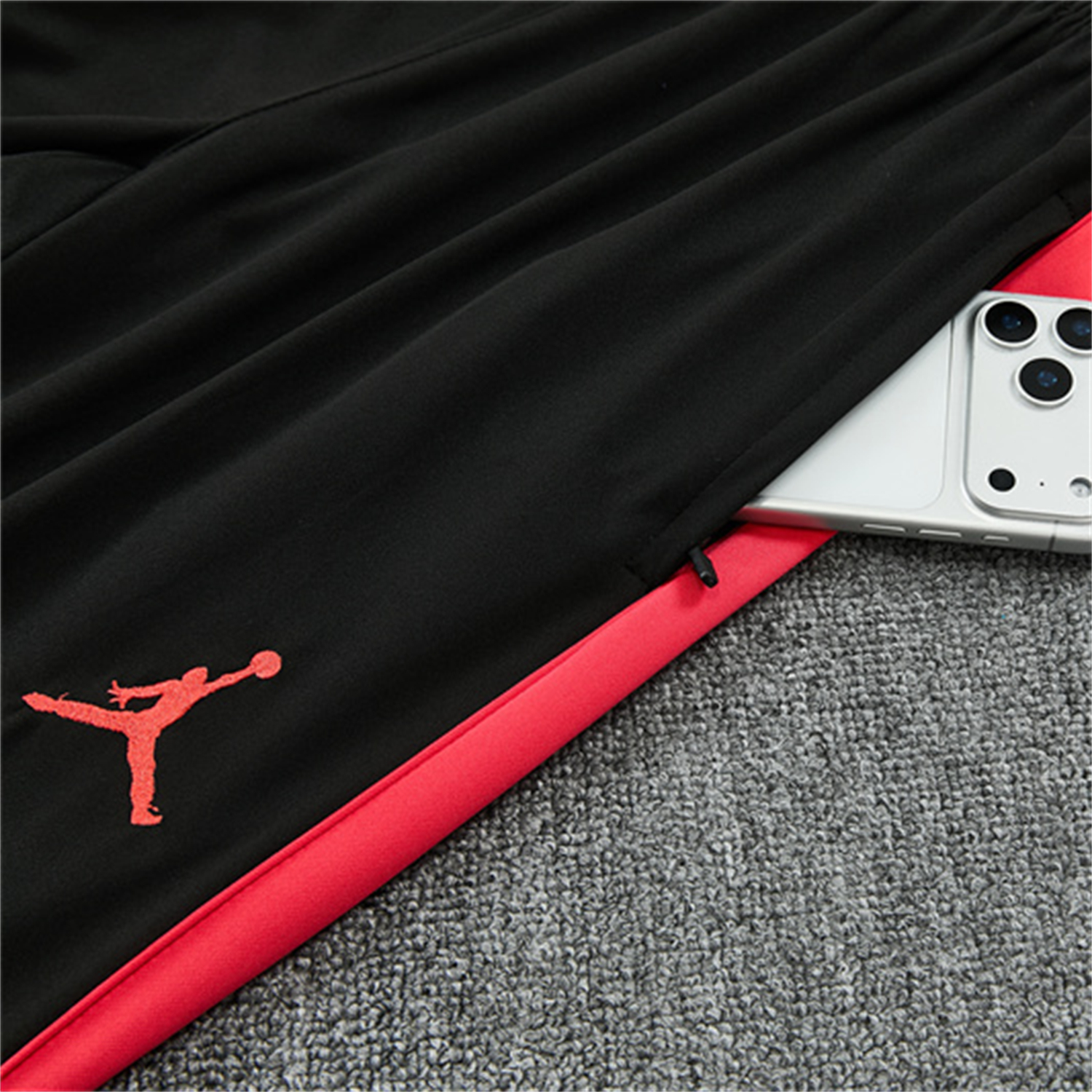 AlphaJersey-Brazil X JD 2026 Long Sleeves Training Set - Black Top And Black Orange Pants