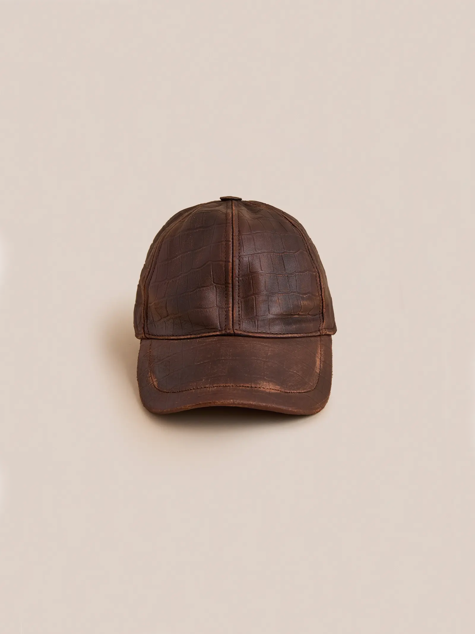 Croc Embossed Distressed Leather Cap | Modern Menswear by yycbvcnbmmnbm