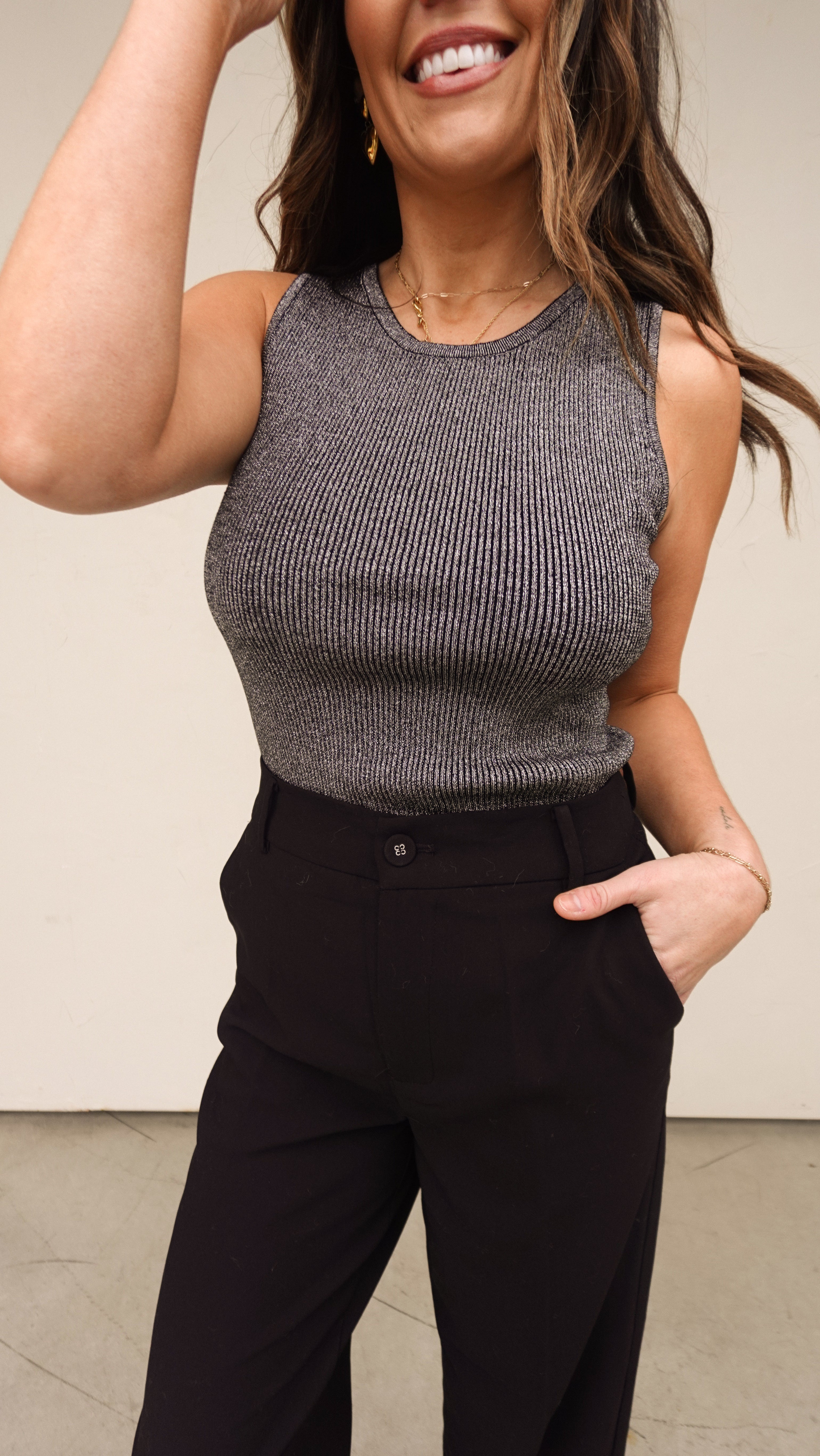 Silver Metallic Ribbed Bodysuit | Elegant Women's Fashion by coolavocek
