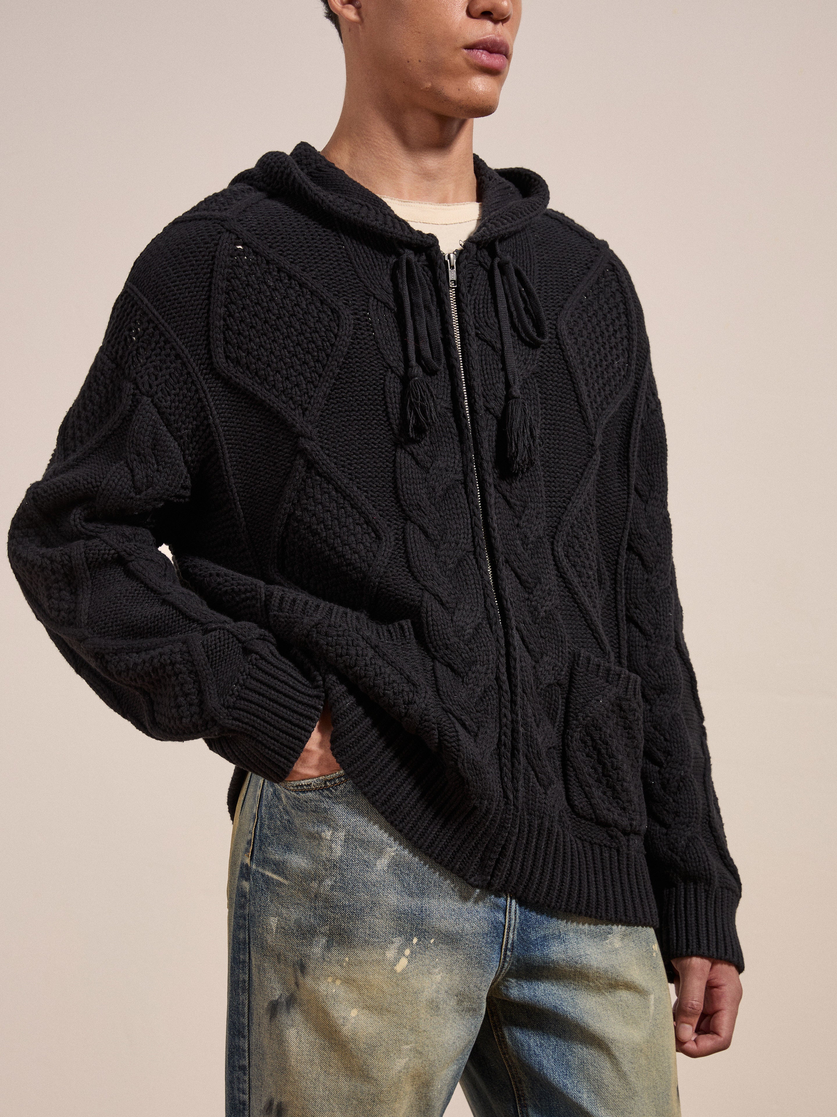 Zip Up Cable Knit Hoodie | Modern Menswear by yycbvcnbmmnbm