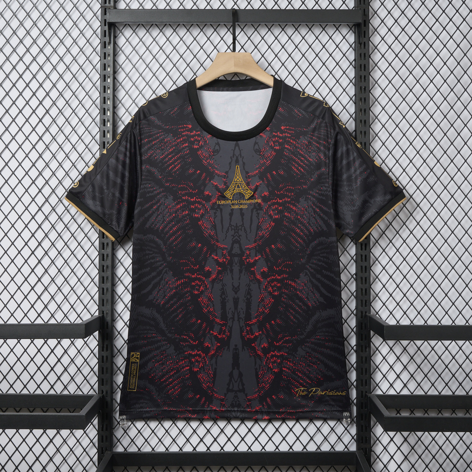 AlphaJersey-Paris Saint-Germain PSG 25-26 Champions League Commemorative Edition Black Red Eiffel Tower T-shirts