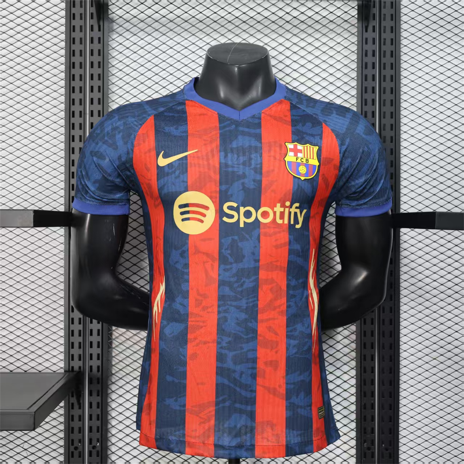 AlphaJersey-Barcelona 25-26 Yellow Spotify Logo Red & Blue Lines Special Jersey - Player Version