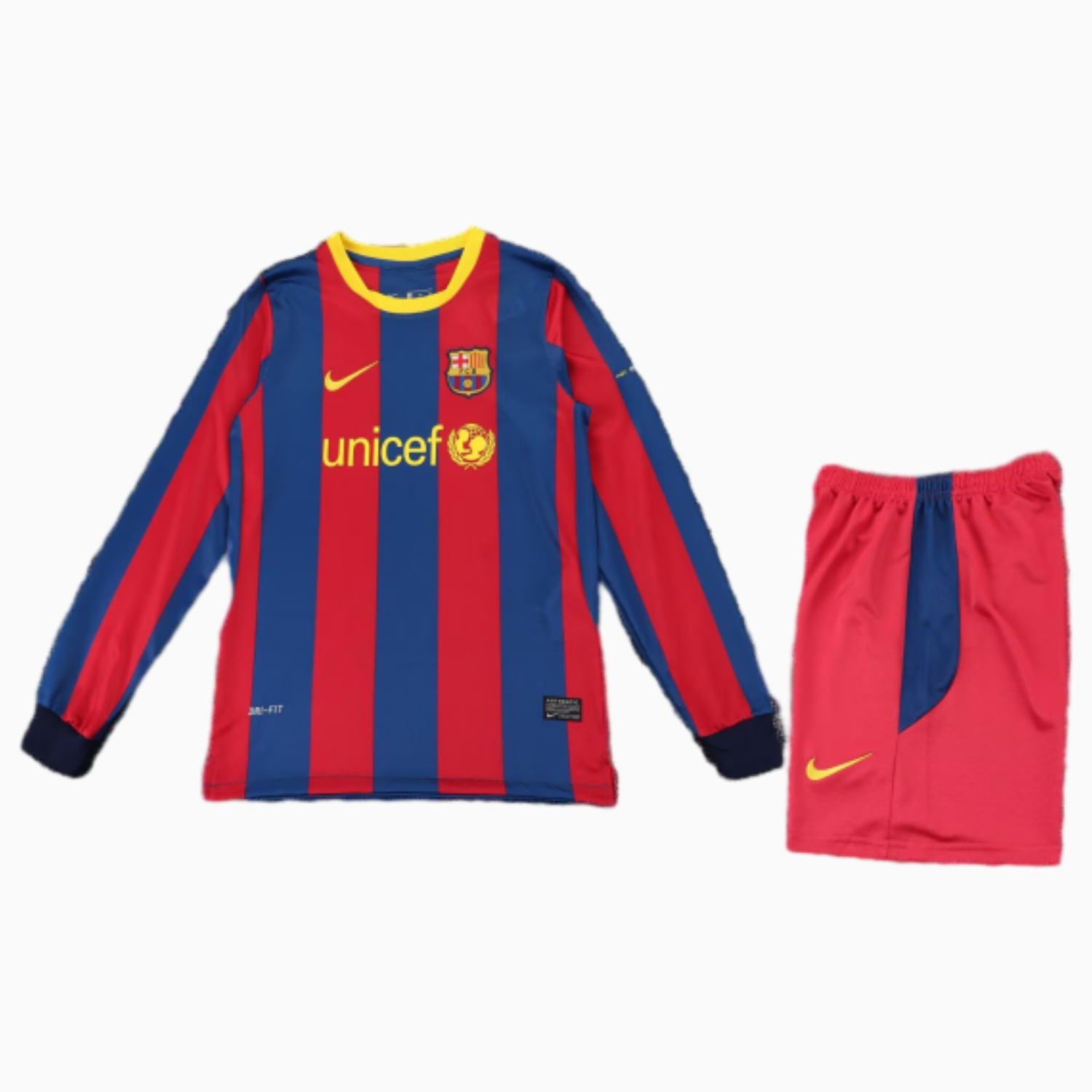 AlphaJersey-Retro Barcelona 2010-11 Home Long Sleeves Kids Kit