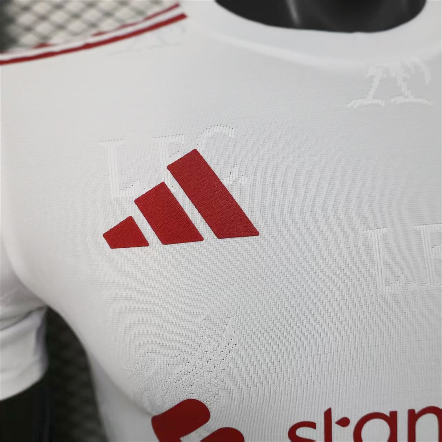 AlphaJersey-Liver.pool 25-26 Red Team Logo Jacquard White Special Jersey - Player Version