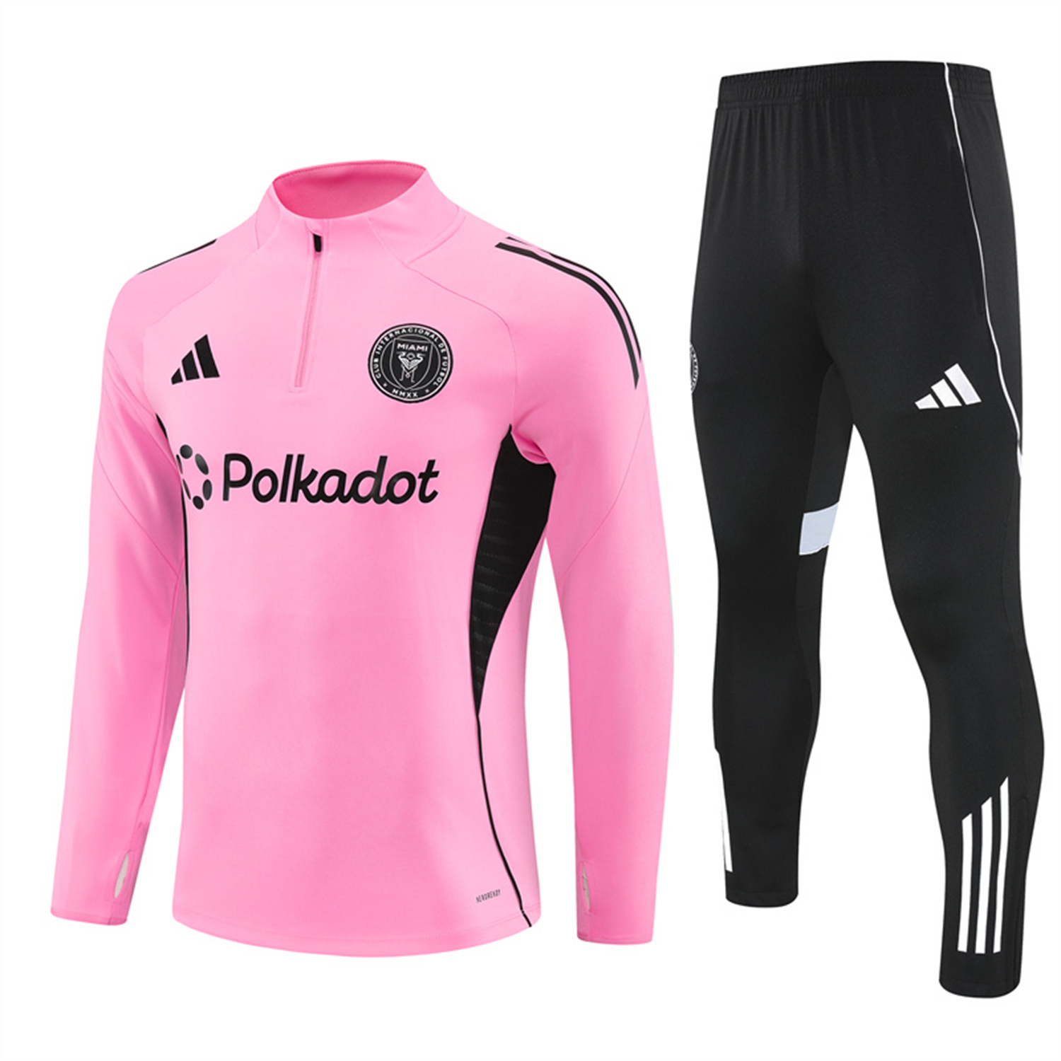 AlphaJersey-INT M.A.M 25-26 Long Sleeves Training with Black Sponsors Set - Pink Top & Black Pants