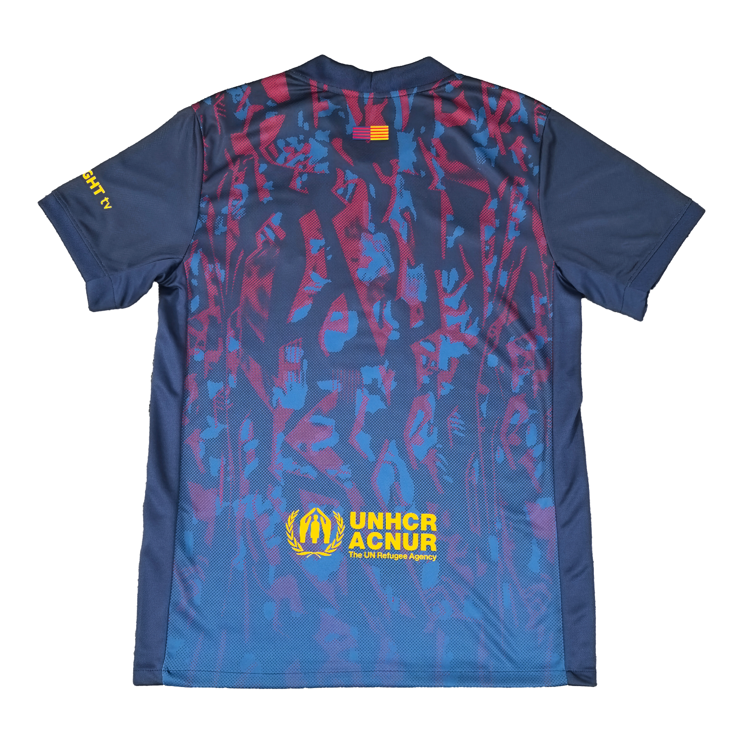 AlphaJersey-Barcelona 25-26 Deep Blue Training Jersey with Red and Blue Tree Pattern - Fans Version