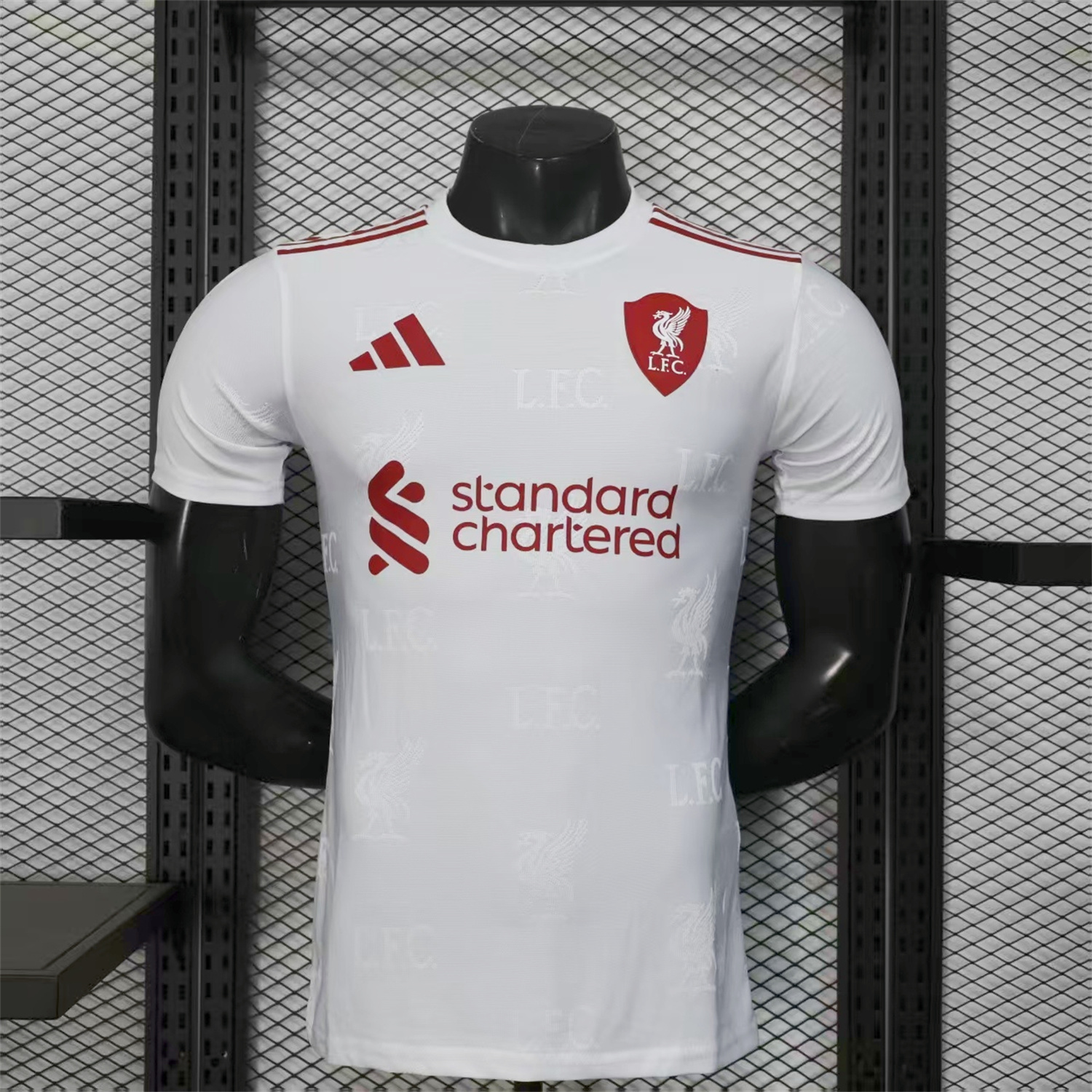 AlphaJersey-Liver.pool 25-26 Red Team Logo Jacquard White Special Jersey - Player Version