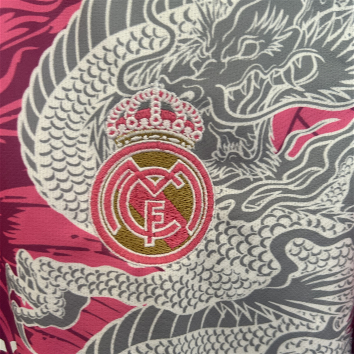 AlphaJersey-Real Madrid 25-26 White Dragon Pink Special Jersey - Fans Version