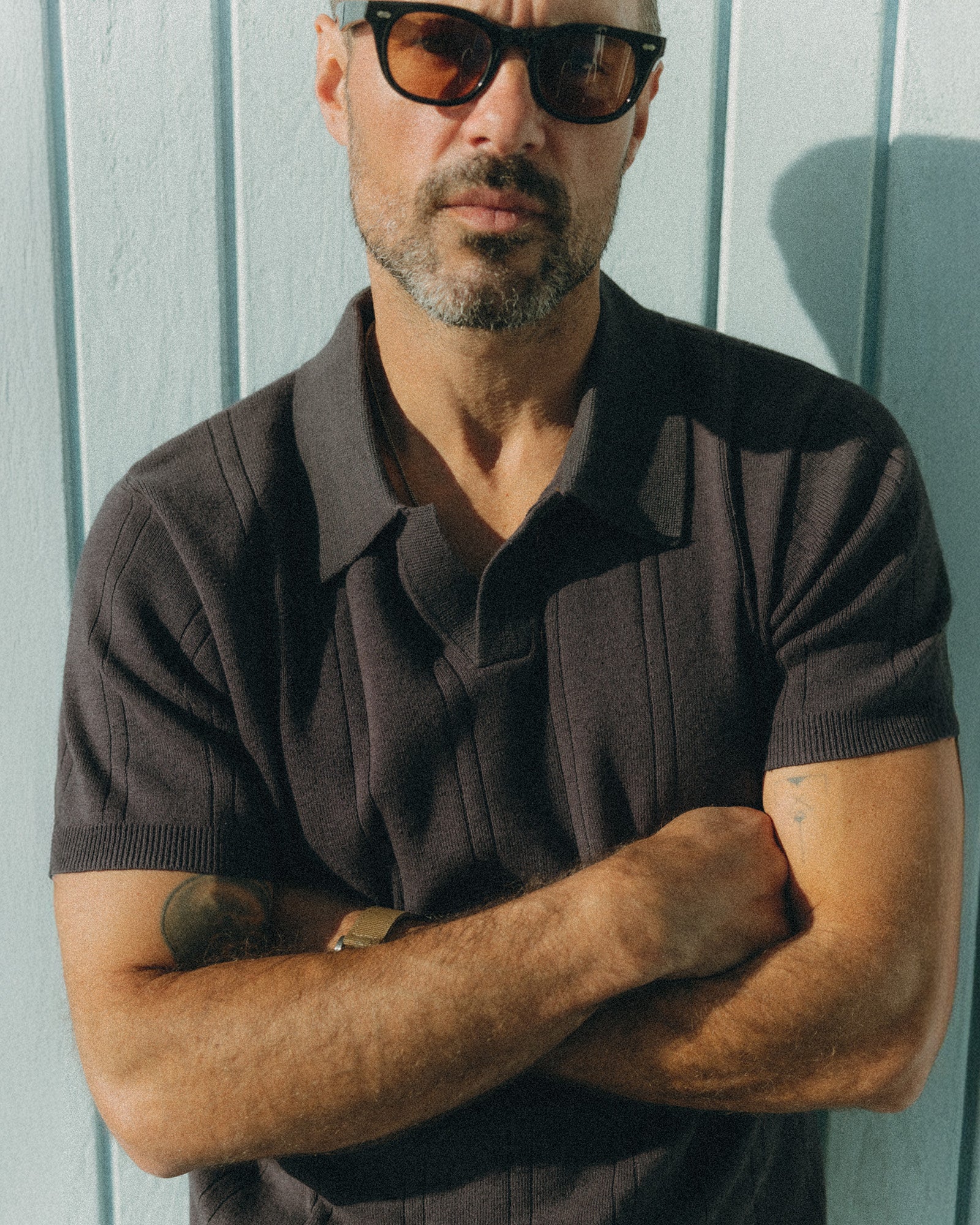 The Valencia Sweater Polo in Heather Coal Rib | Modern Menswear by yycbvcnbmmnbm