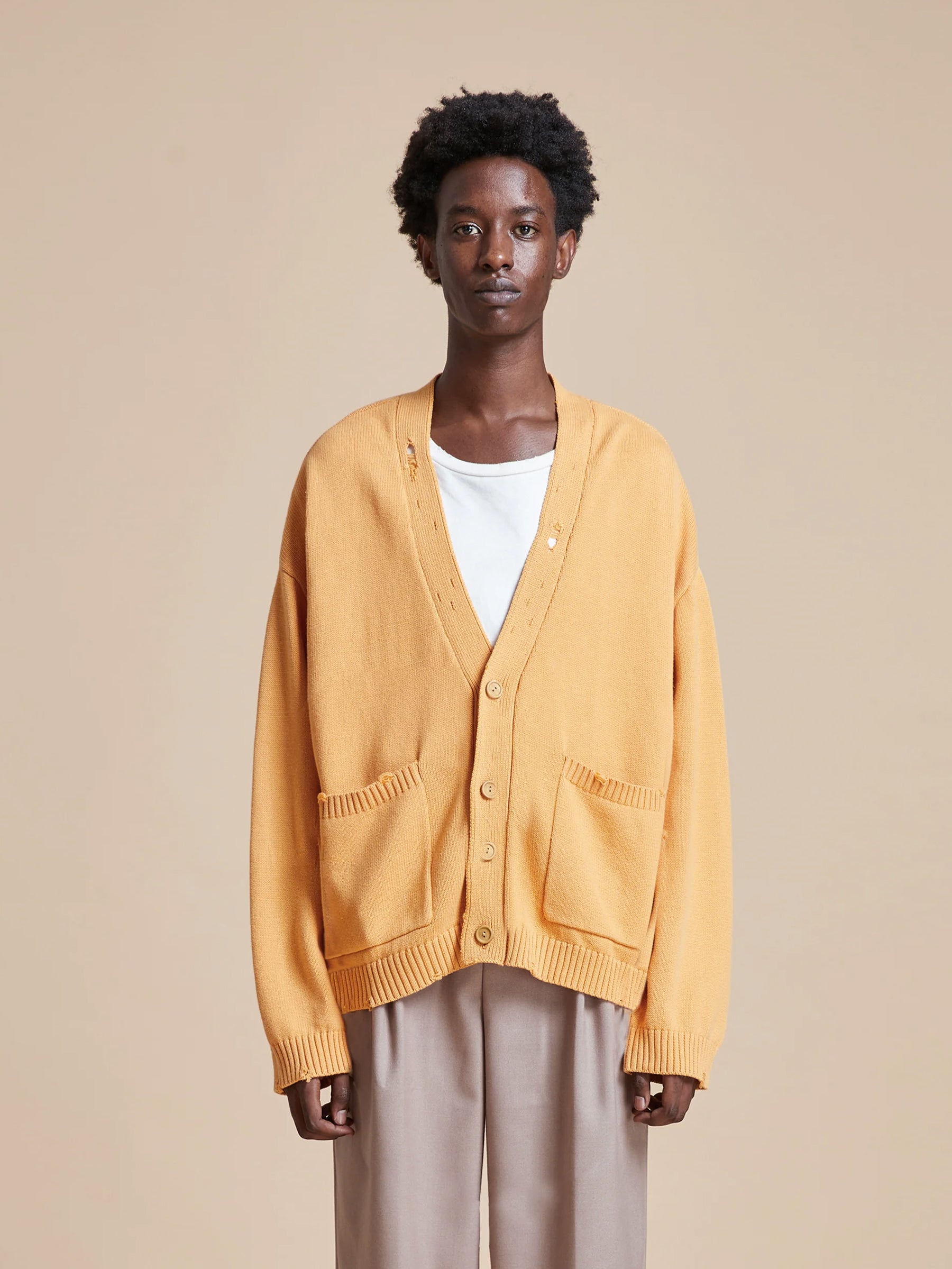 Cadmium Distressed Cardigan | Modern Menswear by yycbvcnbmmnbm