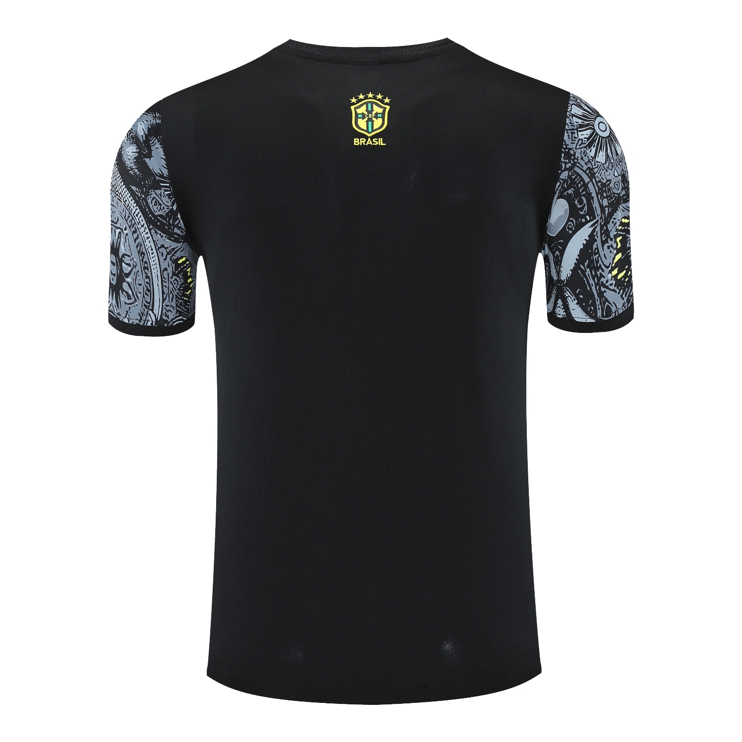AlphaJersey-Brazil 25-26 Gray Jesus Statue Short-Sleeve Training Set - Gray Top & Black Shorts