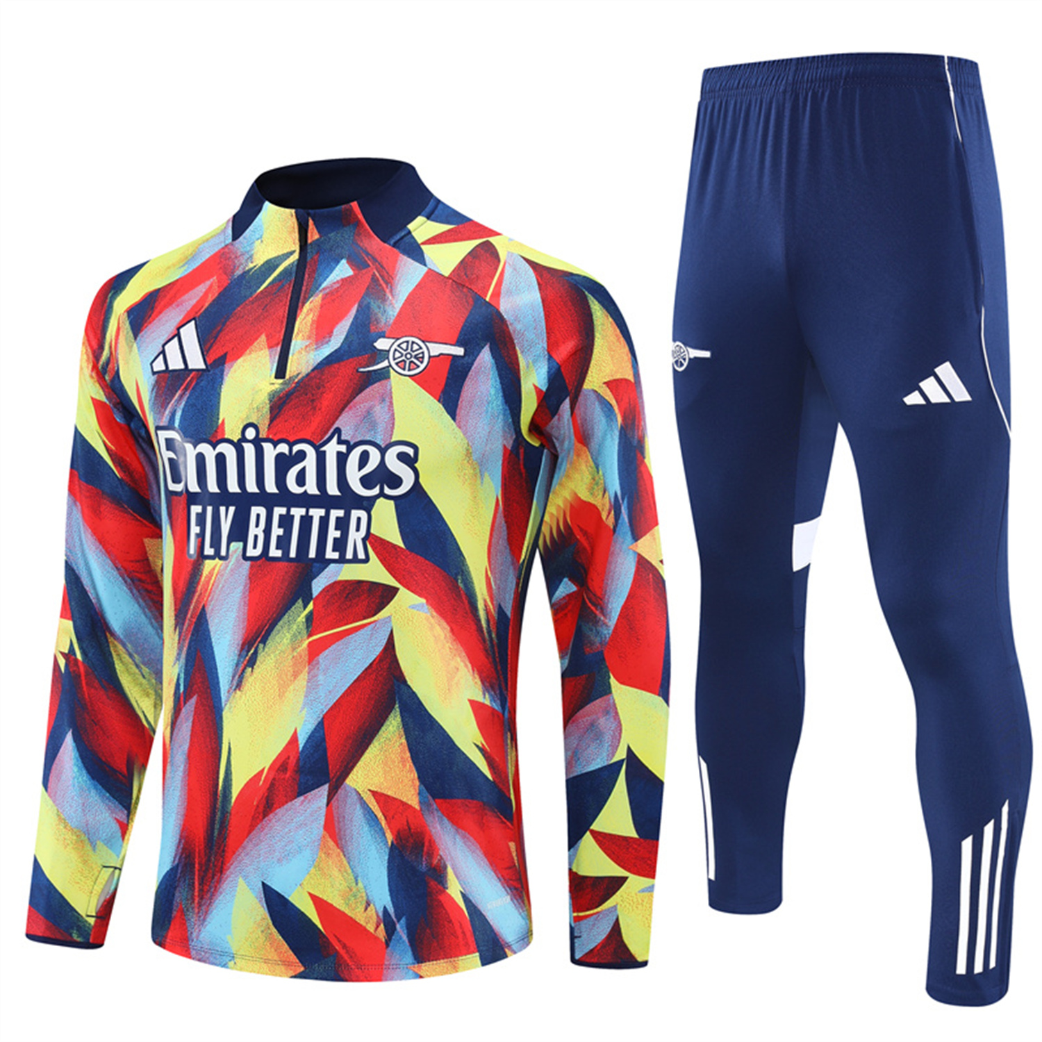 AlphaJersey-Arsenal 25-26 Long Sleeves Training Set - Colorful Camouflage Top & Royal Blue Pants