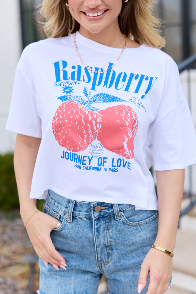 Fruitful Love Raspberry Boxy Graphic Tee | Elegant Women's Fashion by coolavocek