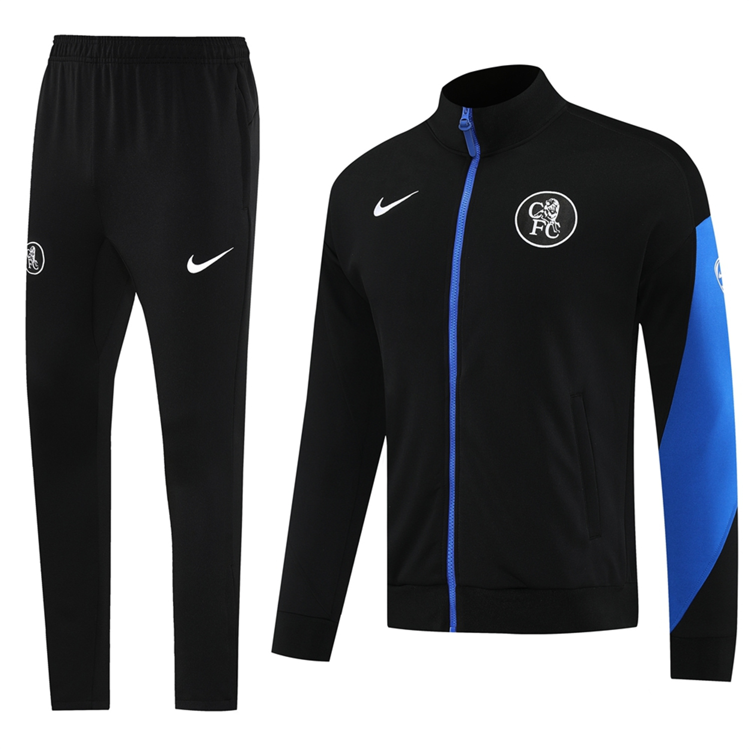 AlphaJersey-C.H.E.L.S.E.A 25-26 Jacket Training Tracksuit with Throwback Badge - Black Jackets & Pants